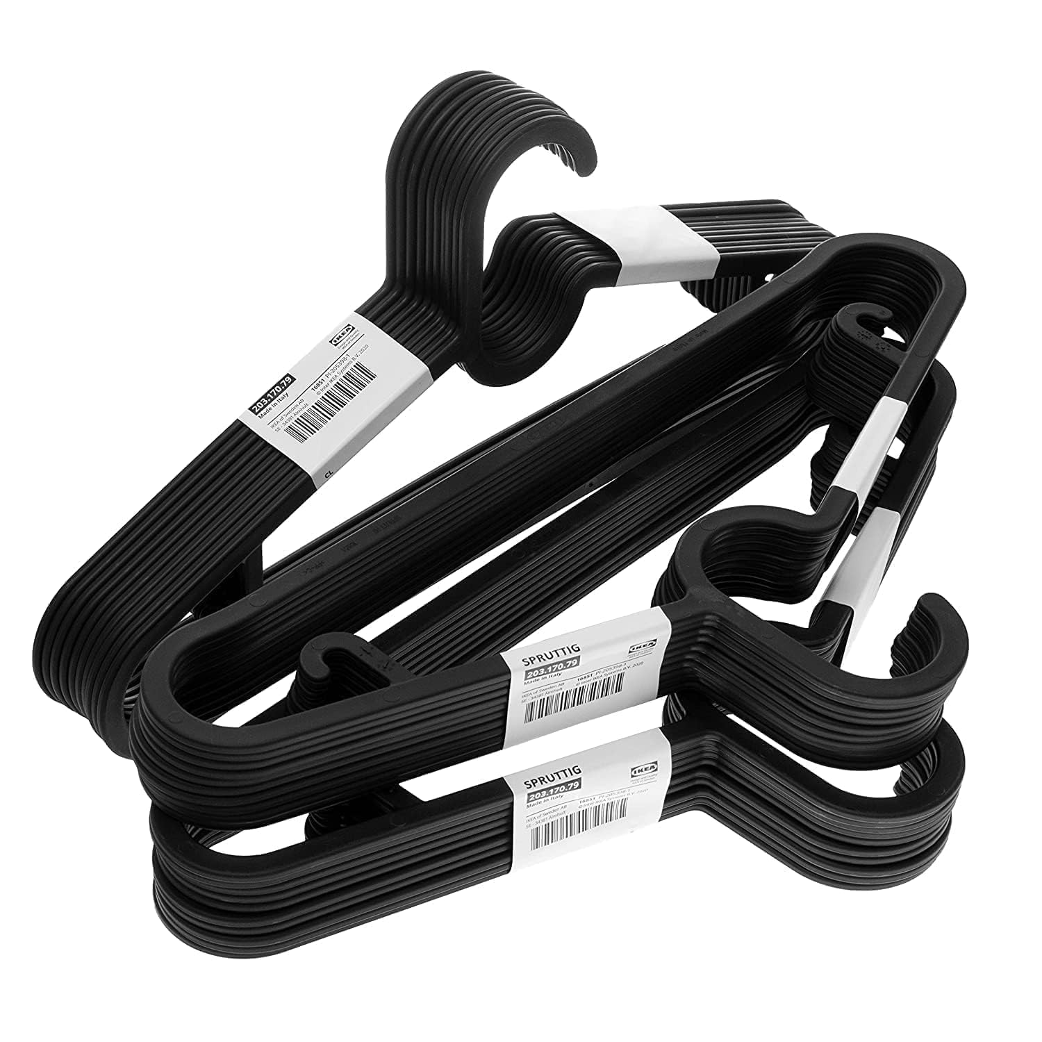 Ikea Spruttig Lightweight Plastic Hangers, Set Of 30 - Black