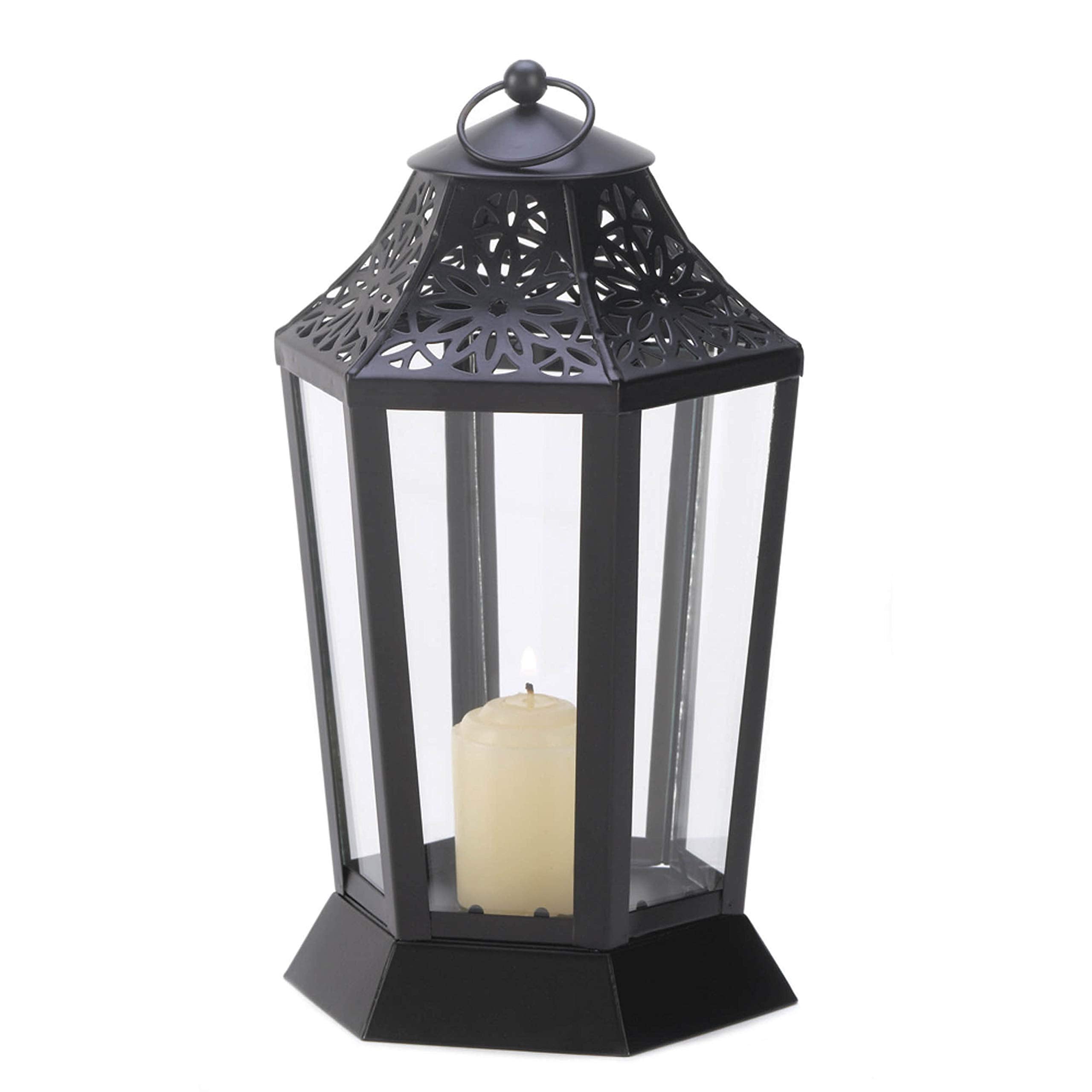 Zings & Thingz Classic Garden Candle Lanterns for Indoor & Outdoor Use, Decorative Light Home Decor, 9.75 Tall, Midnight