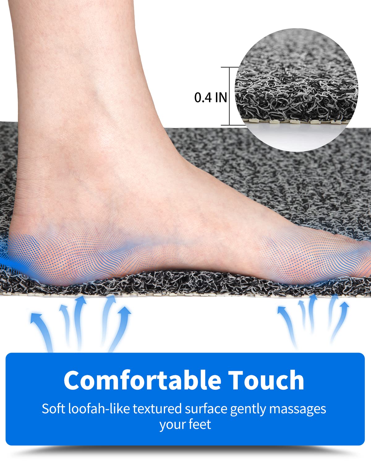 Non-Slip Bathtub Mat  17x30 Inch Shower Mats for Bath Tub  PVC Loofah Bathroom Mats for Wet Areas  Quick Drying