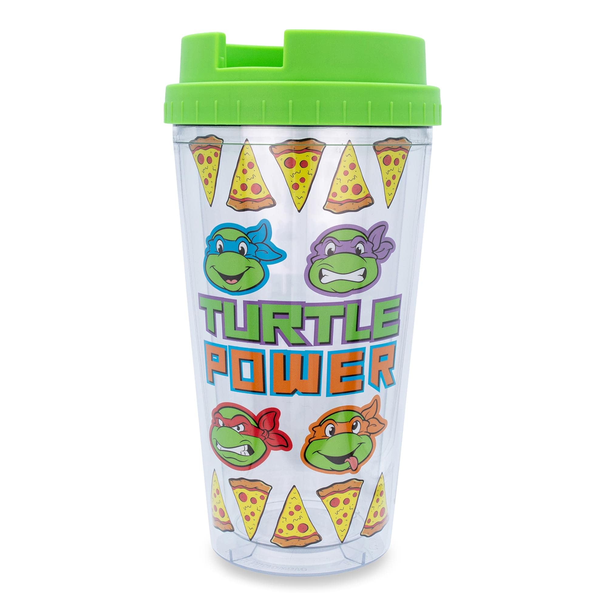 Teenage Mutant Ninja Turtles Pizza Slices Plastic Travel Tumbler  16 Ounces