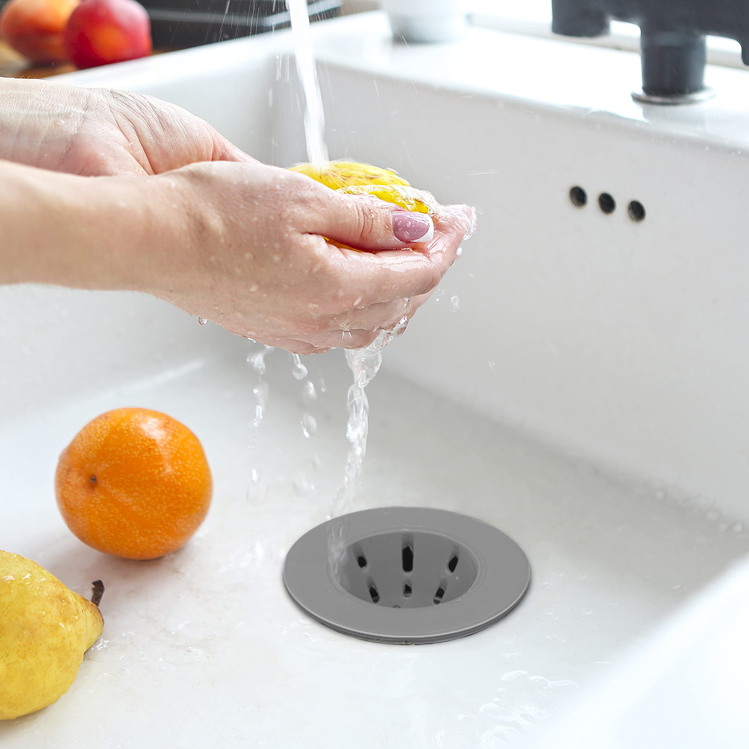 Oggi Silicone Sink Strainer- Great Kitchen Sink Strainer, Sink Drain Strainer, Drain Stopper, Sink Plug, 4.6? Diameter Rim, Gray