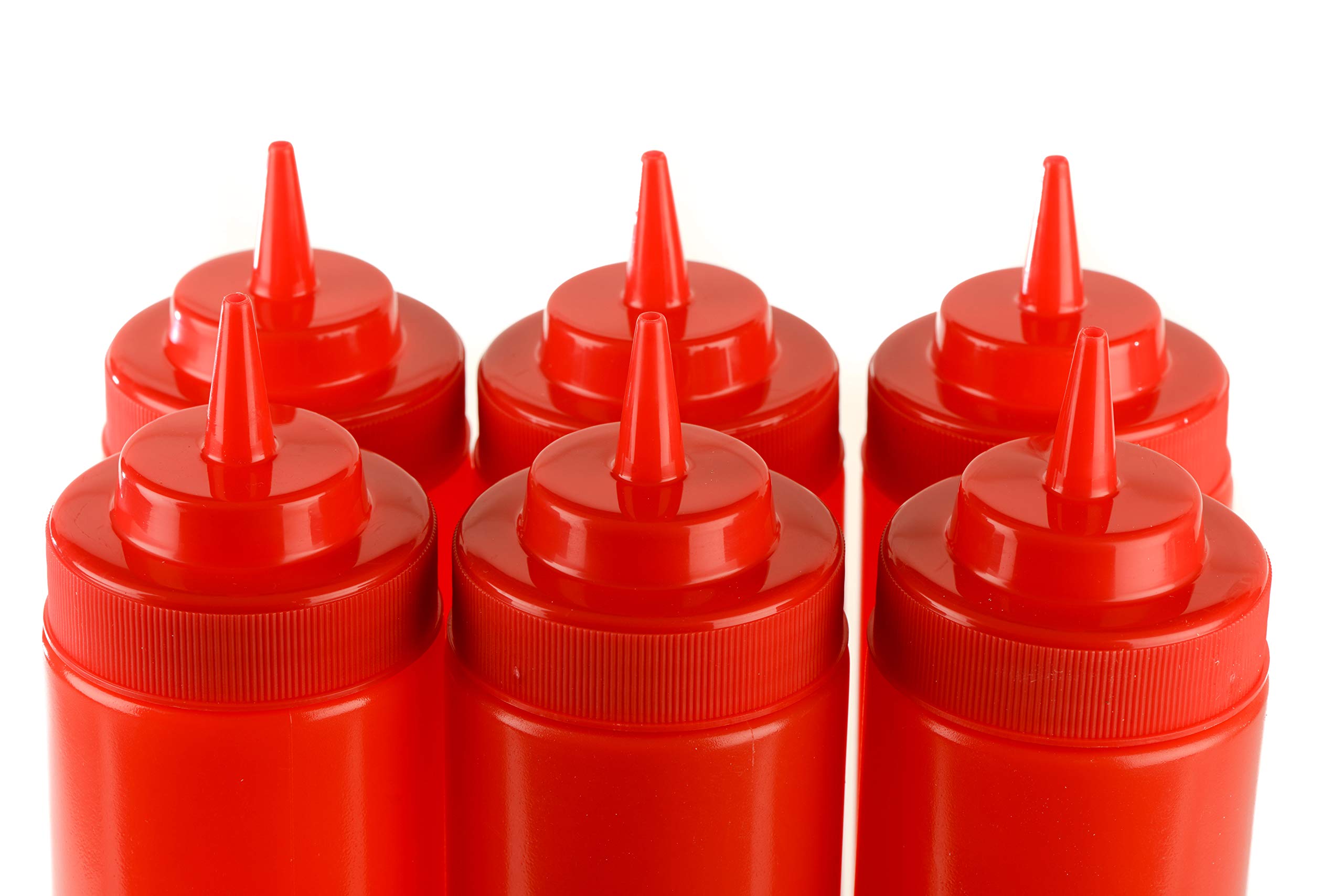 [2 Pack] 24 Oz Red Plastic Condiment Squeeze Bottles Squirt Bottle For Sauces, Dressing, Arts And Crafts, Ketchup, Mustard, Oil,