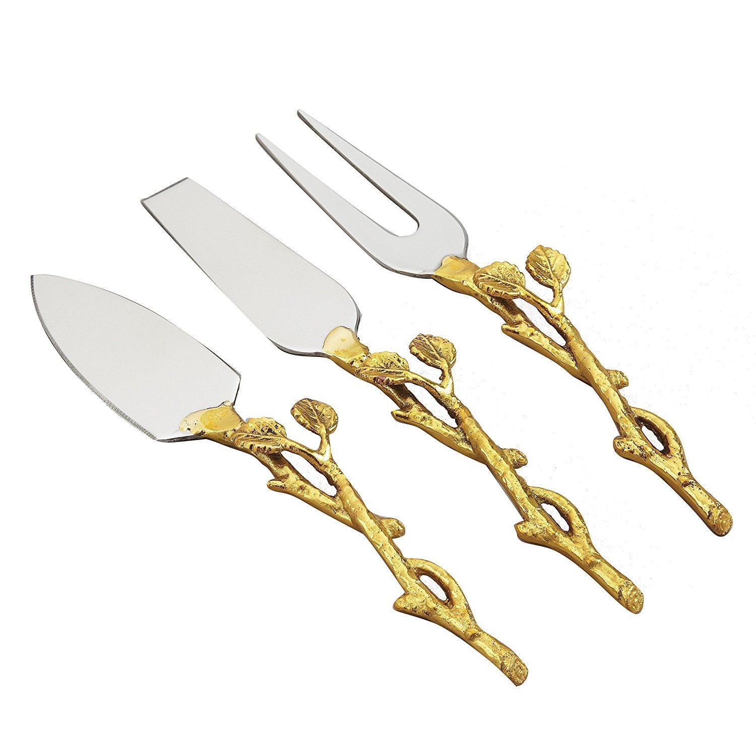 Elegance Golden Vine Cheese Spreader Set, 7.5'', Silver/Gold
