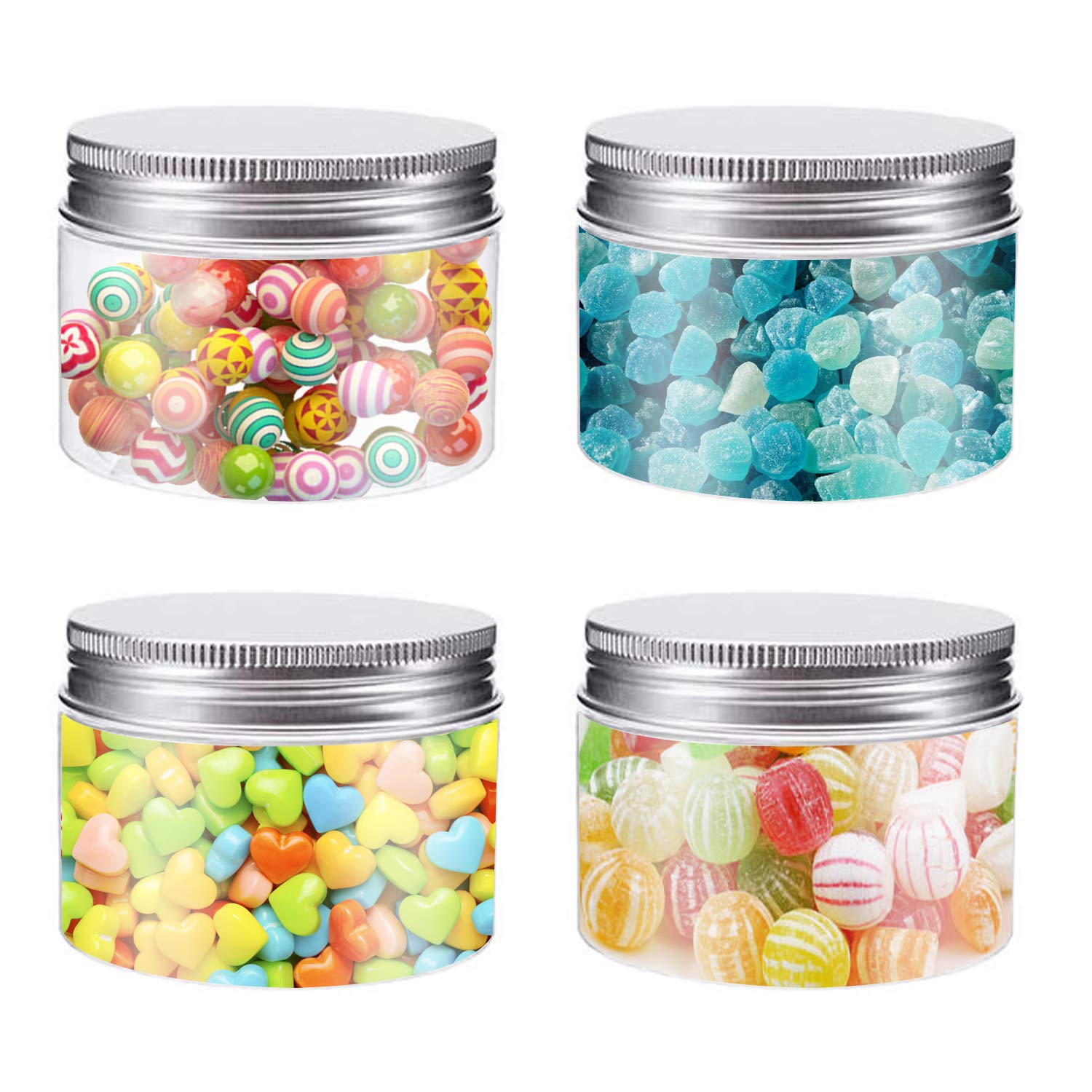 Bekith 20 Pack 4 Ounce Clear Plastic Storage Jars Containers With Screw-On Lids, Refillable Bpa Free Small Round Slime Container