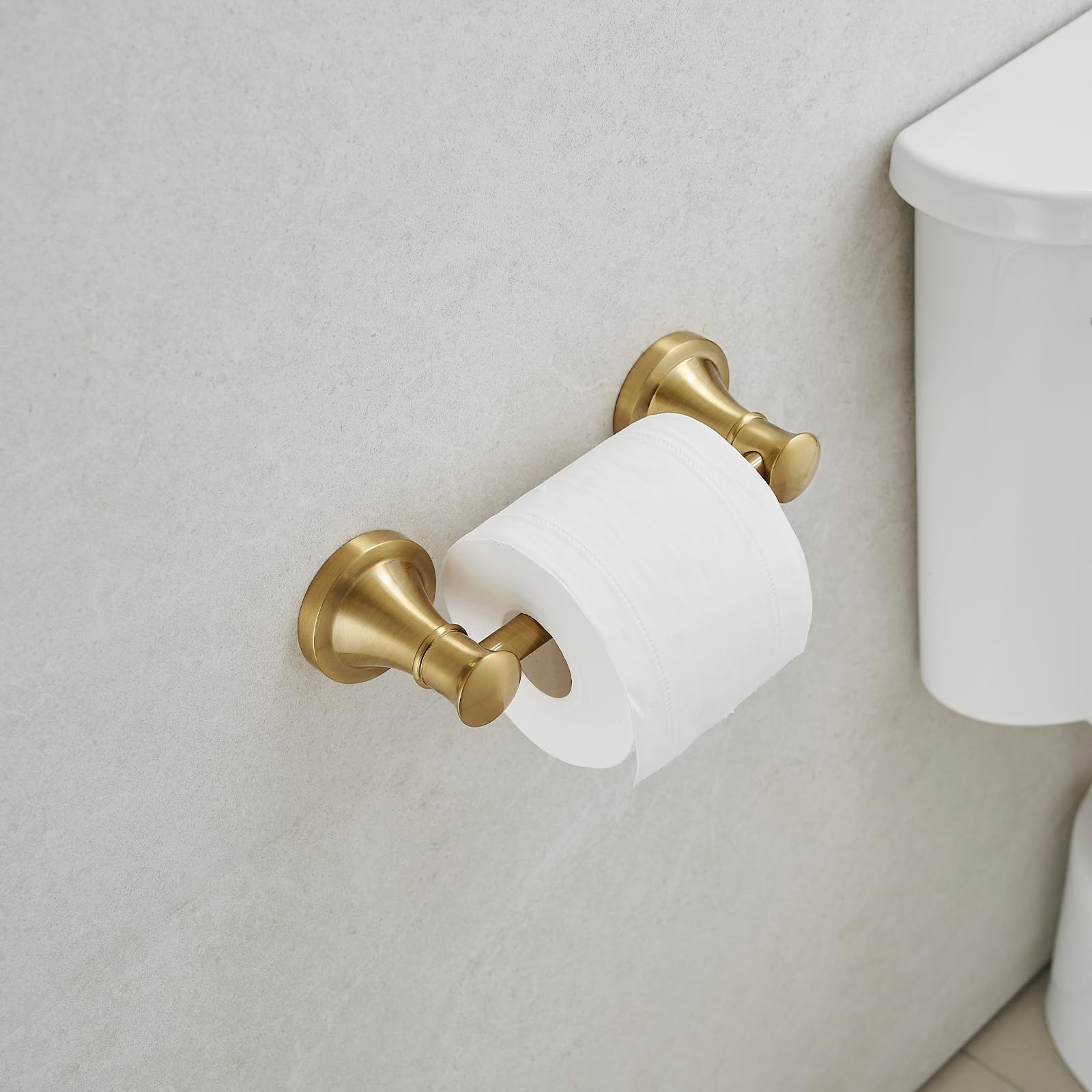 Rumose Toilet Paper Roll Holder Bathroom Flexible Pivoting Tissue Handle On Wall Mounted Brushed Gold Rustproof Toilet Tissue Ro