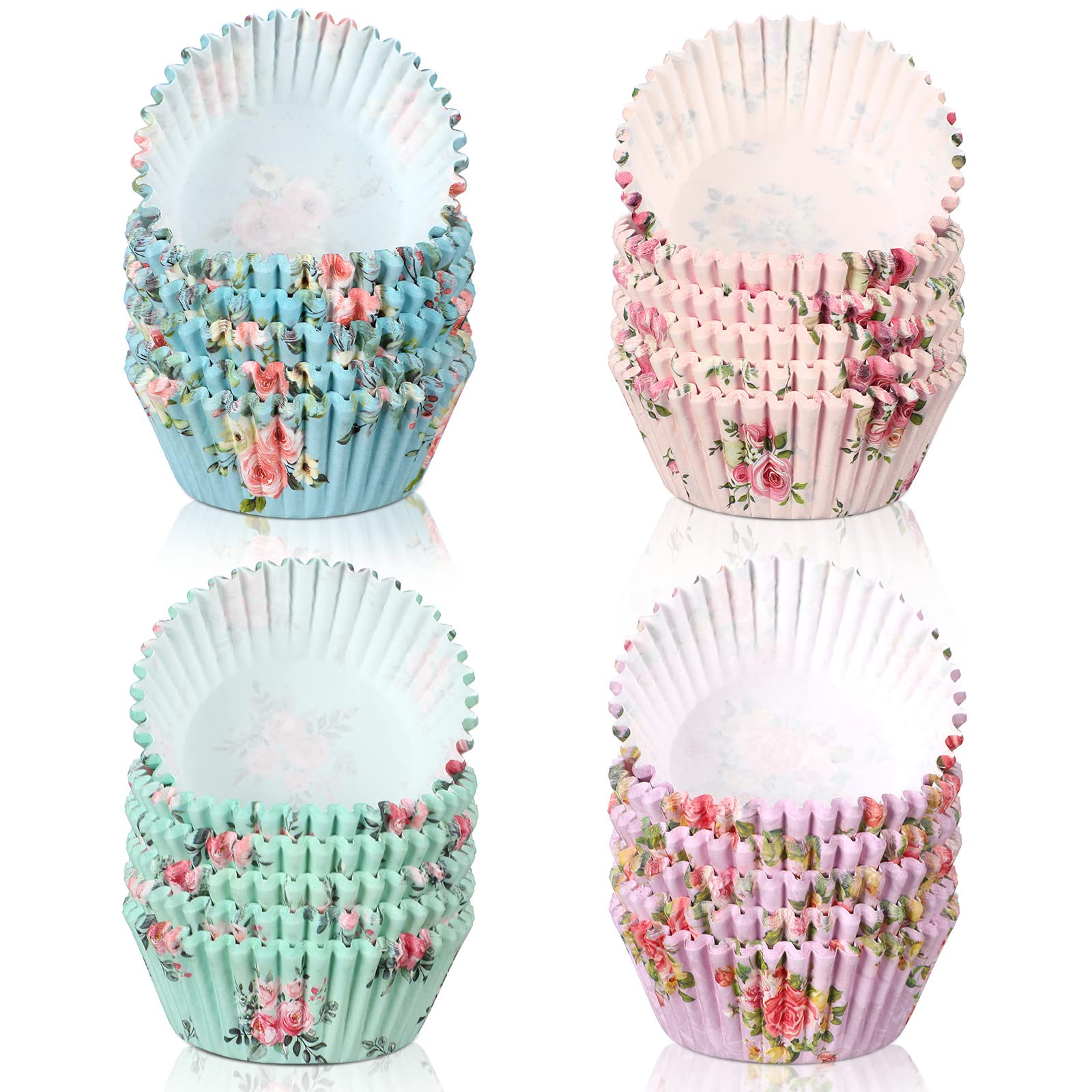 Yaomiao 600 Count Floral Cupcake Liners Tea Party Baking Paper Easter Cupcake Liners Wrappers Flower Muffin Liners For Tea Party