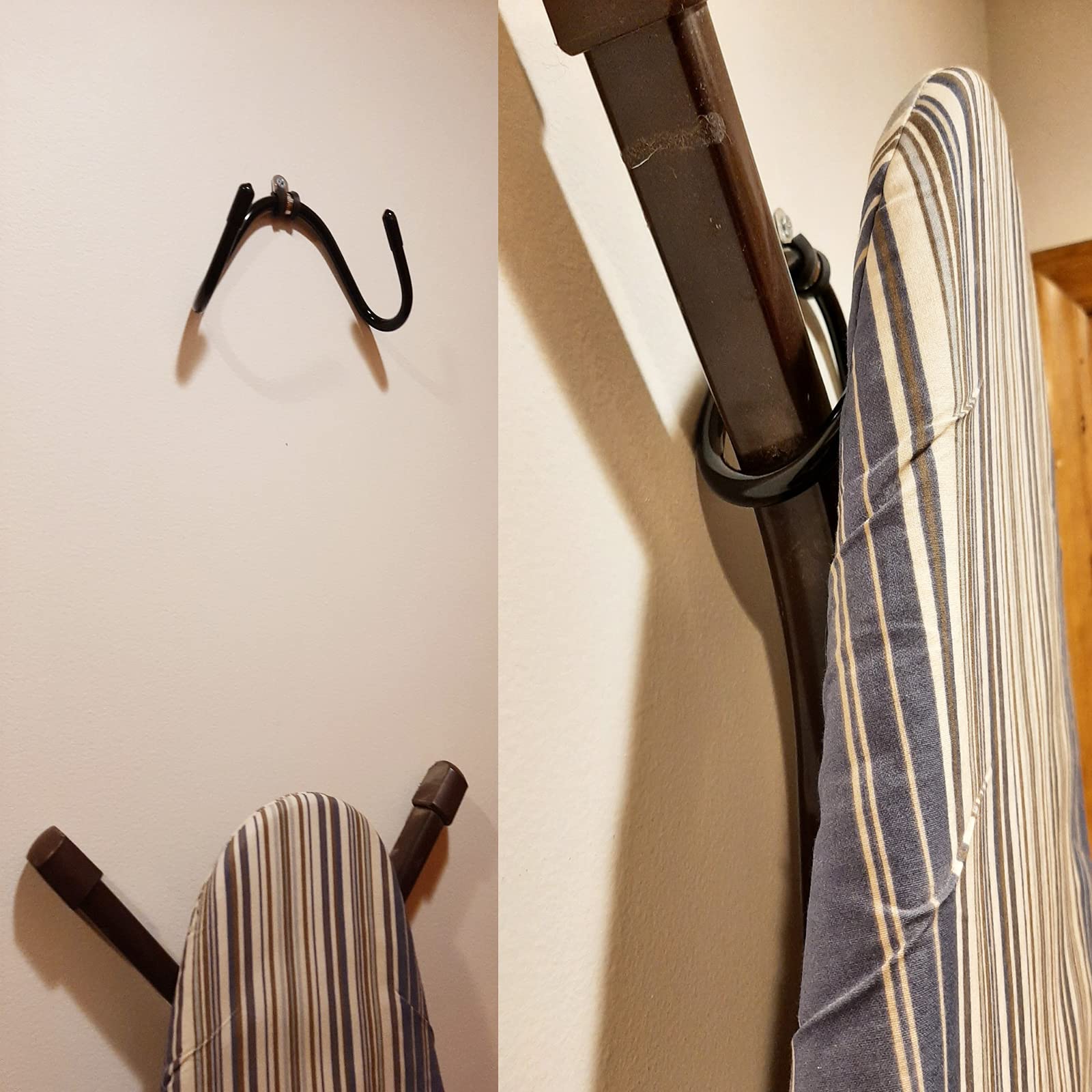Pmsanzay Ironing Board Hanger Wall Mount Ironing Board Holder Organizer Wall Rack Iron Board Caddy  Adjustable Rack Great for Laundry Rooms Storage Rack Hanging Shelf Hanger - Hold up to 50LB.