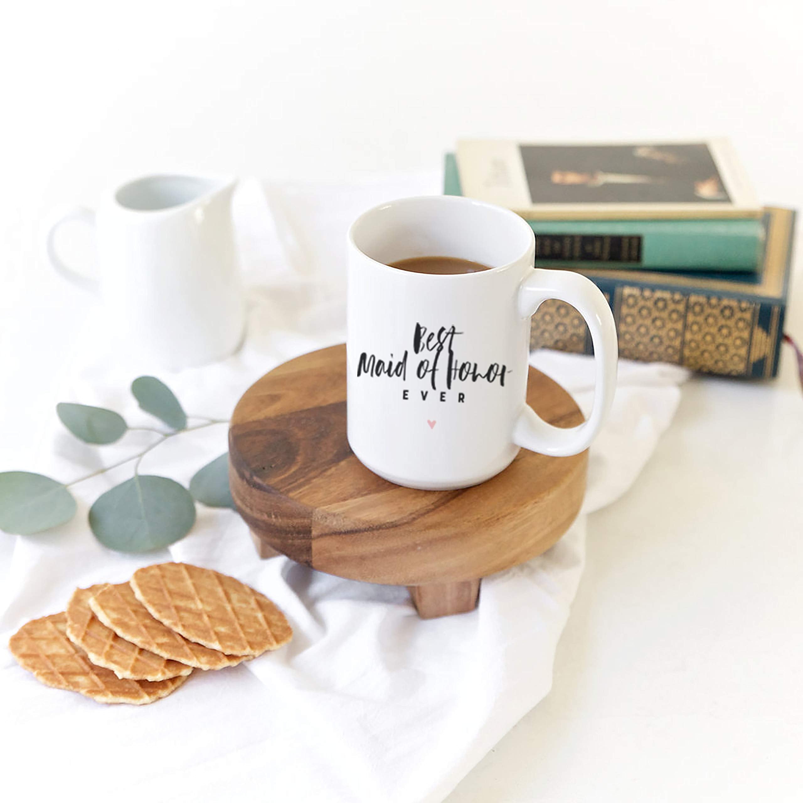 The Cotton & Canvas Co. Best Bridesmaid Ever Porcelain Ceramic Wedding Coffee Mug. Bridal Party Gift, Party Favors