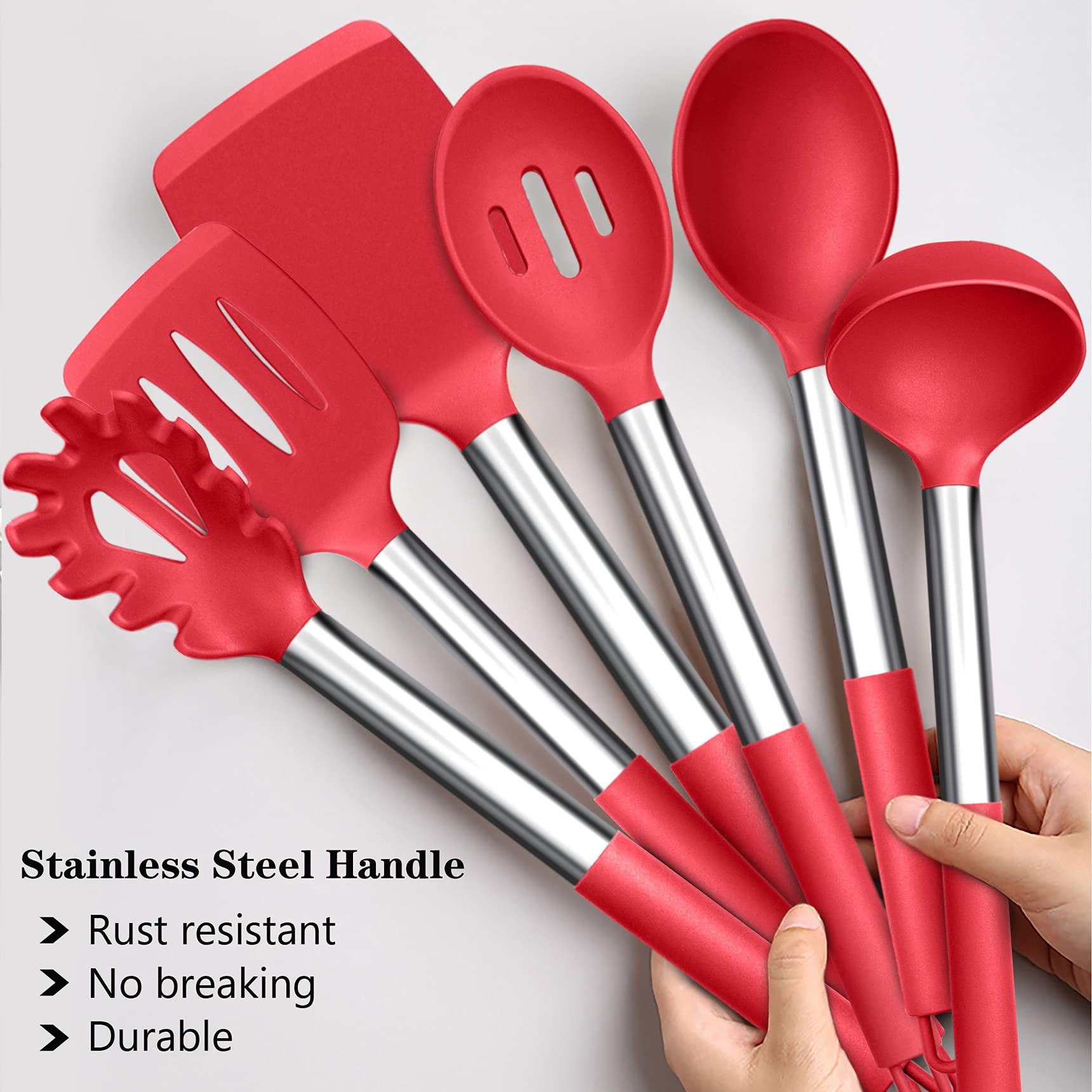Lianyu Kitchen Cooking Utensils Set, 35-Piece Silicone Cooking Utensils Spatula Set With Holder, Non-Stick Heat Resistant Cookwa