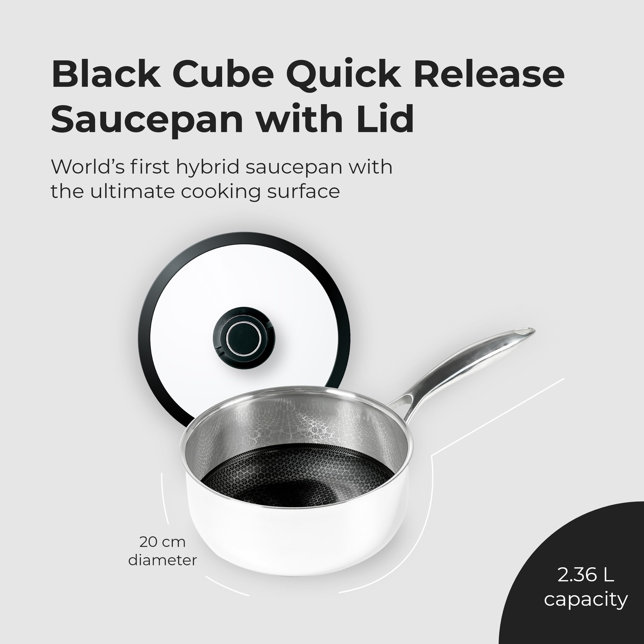 Black Cube Quick Release Cookware, Saucepan With Lid, 8-Inch/2.5 Quart