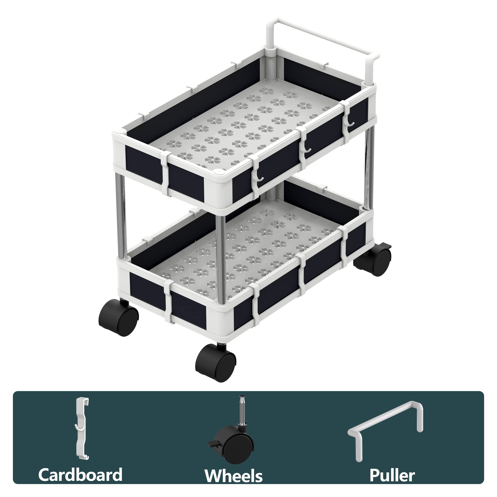 Under Sink Organizer And Storage,2Tier Large Capacity Multi-Place Sink Organizer With Wheels, Foldable Under Sink Storage Drawer