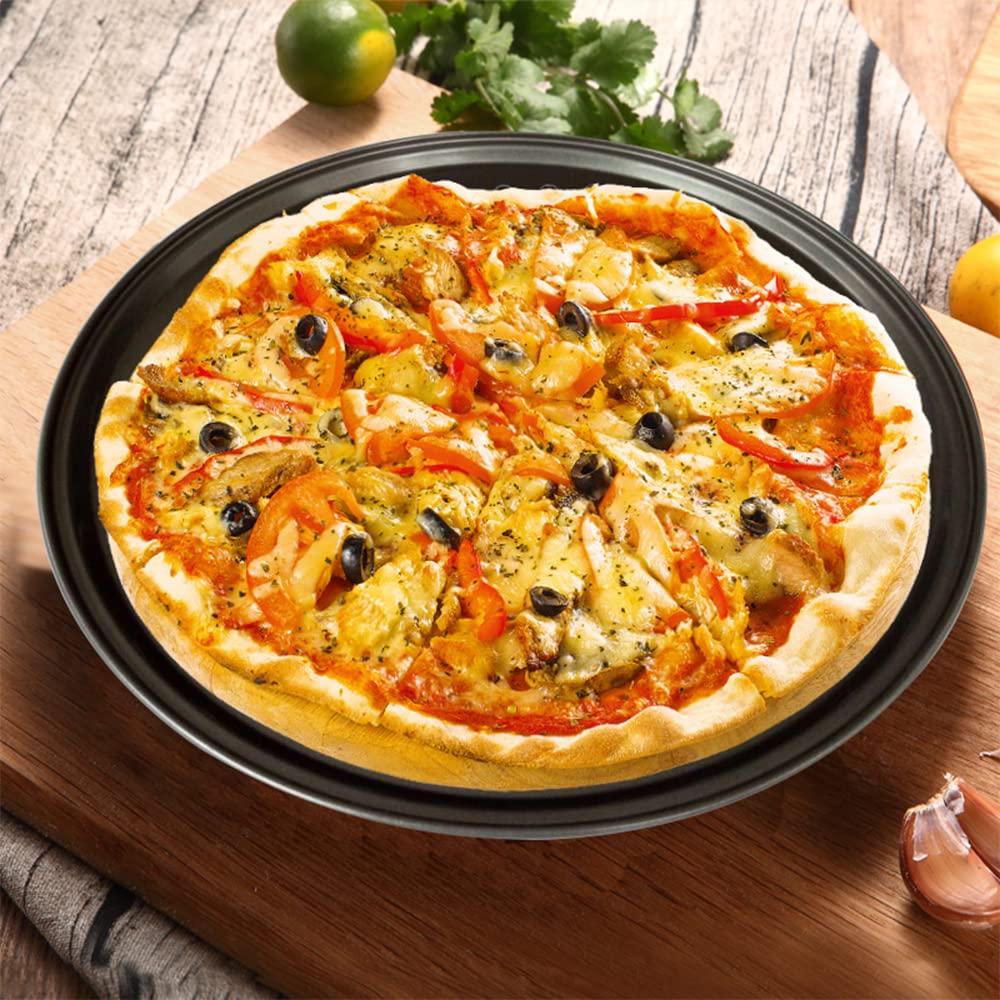 Onewangdafa Baking Steel Pizza Pan With Holes Round Pizza Pans Set Nonstick Pizza Oven Tray For Home Restaurant Kitchen Baking F