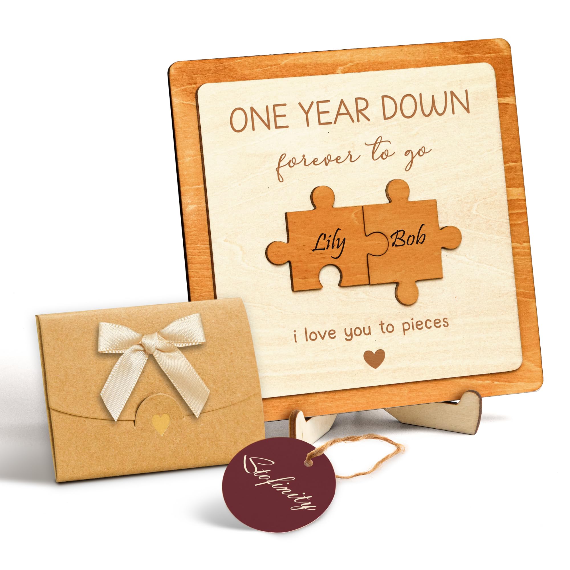 Stofinity 1 Year Anniversary Wood Gift For Boyfriend - One Year Paper Anniversary For Men, 1 Year Anniversary Dating Gifts For G