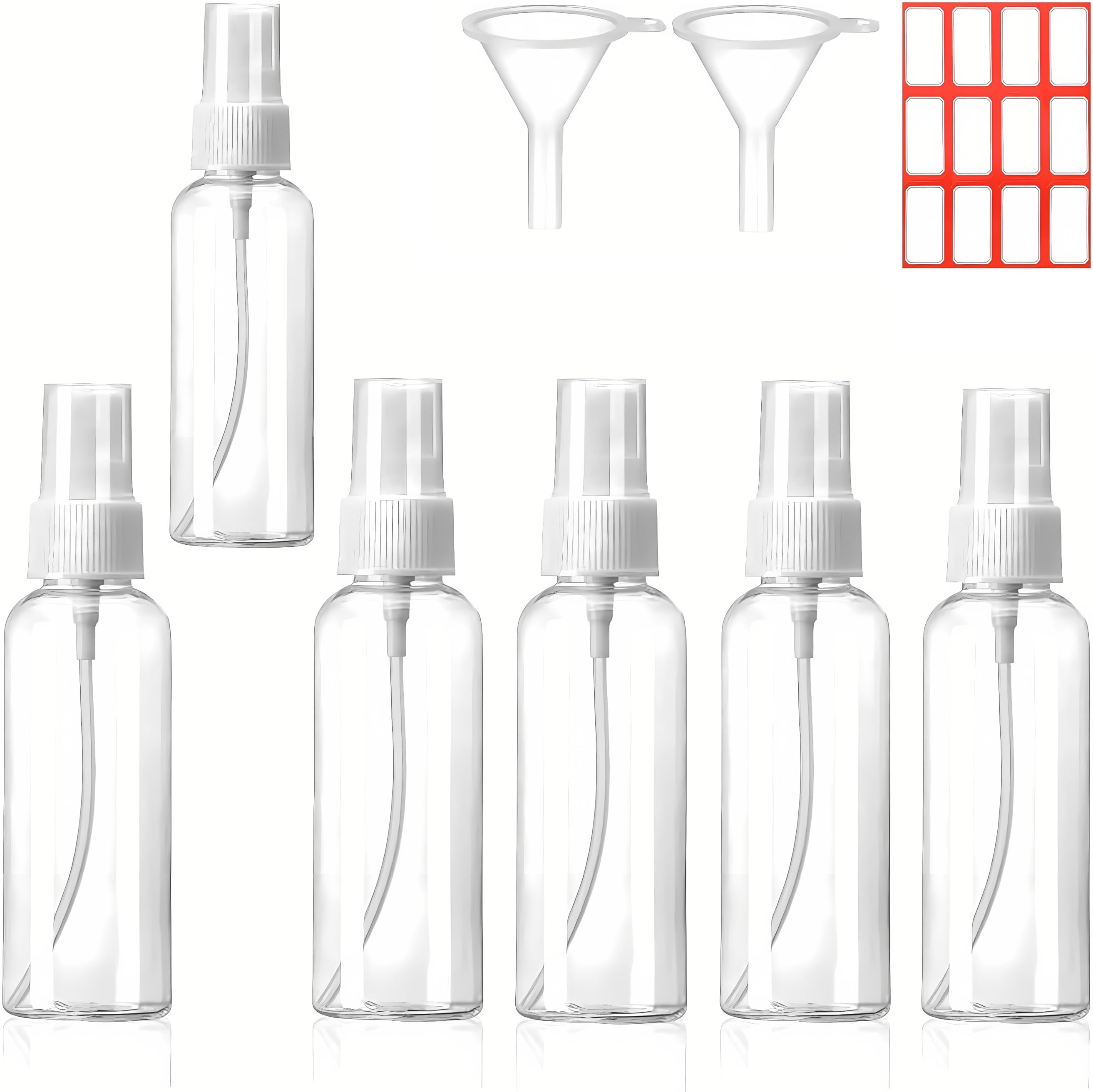 Dhrbsx Spray Bottles Small, 2Oz/50Ml Clear Empty Fine Mist Plastic Mini Travel Continuous Bottle Set, Small Refillable Liquid Co