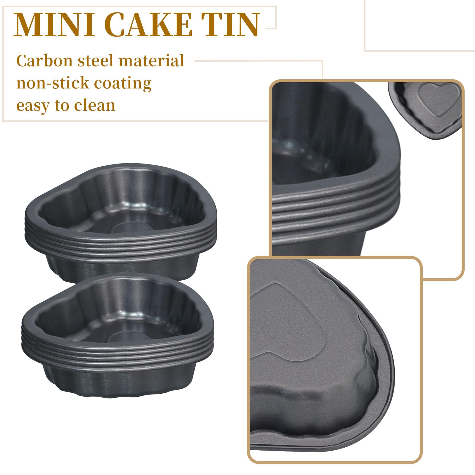 Lidscura 10 Pcs Mini Fluted Tube Pan, 4 Inch Carbon Steel Fluted Cake Mold Cup With Flower Shape, Nonstick Cake Pan Mini Tube Ov