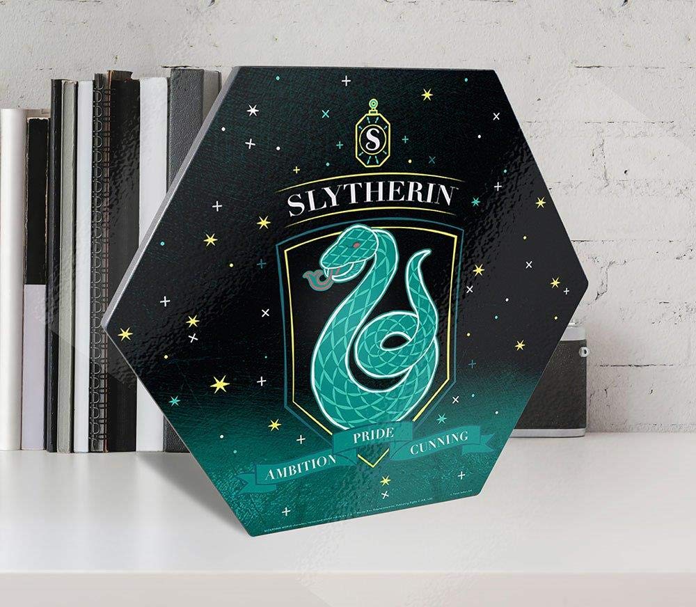 Harry Potter - Slytherin - Hogwarts House Crest - 11.5    X 10    Hexagon Shaped Knexagon Wood Print - Hang Alone Or Connect To