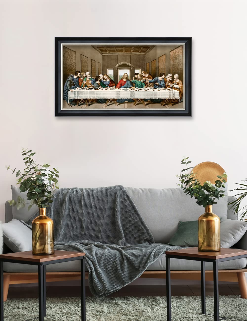 Decorarts - The Last Supper By Leonardo Da Vinci Giclee Reproducation, Giclee Prints Acid Free Cotton Canvas With Matching Balck