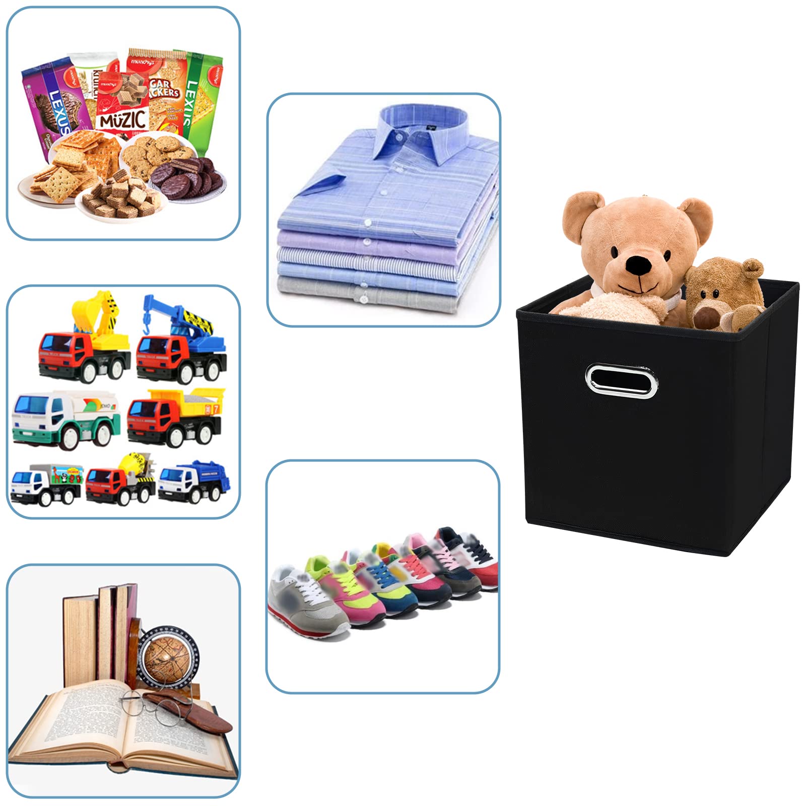 Yunkeeper Black Fabric Cubby Storage Bins