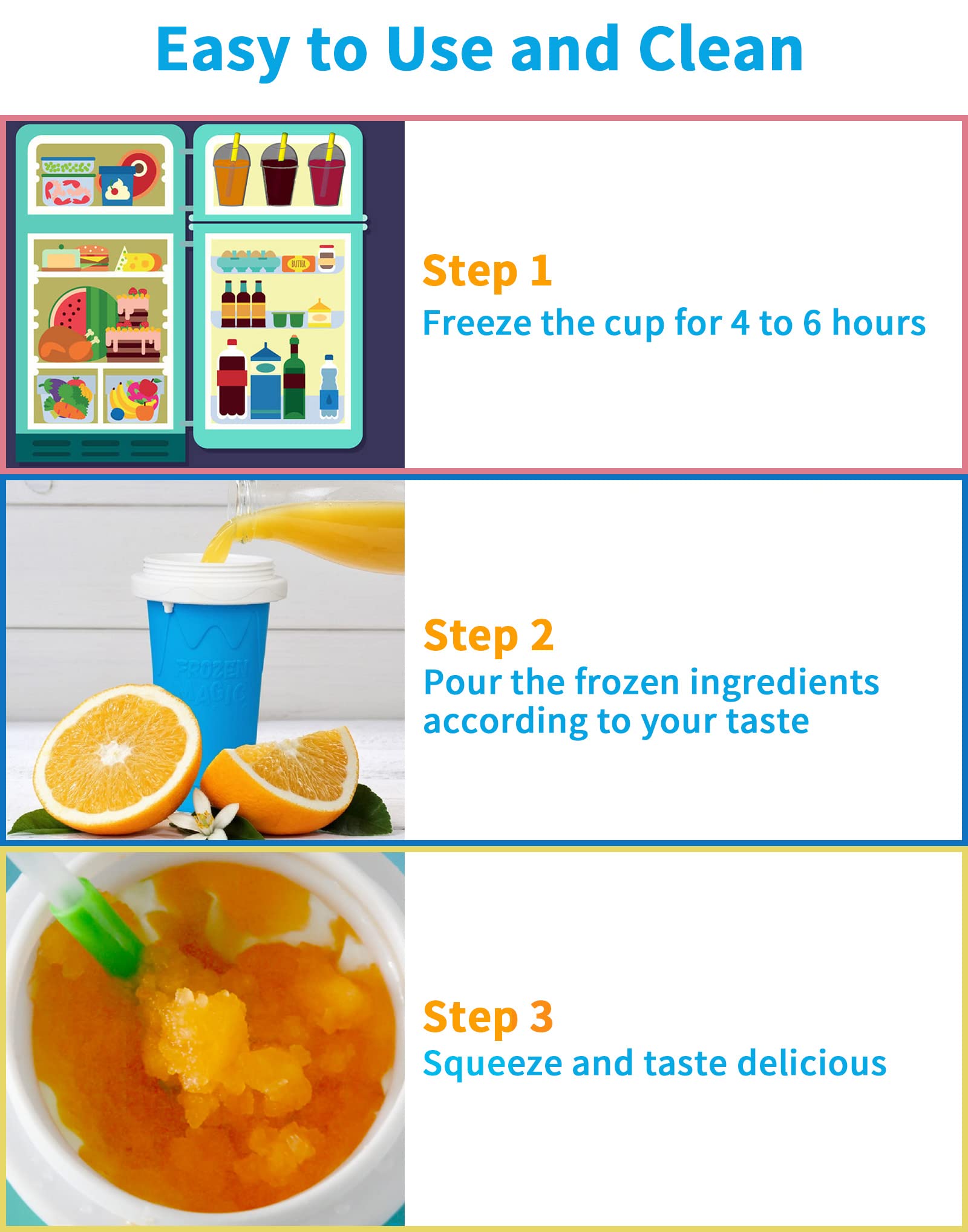 Nufr Slushie Maker Cup, Magic Quick Frozen Smoothies Cup Cooling Cup Double Layer Squeeze Cup Slushy Maker, Homemade Milk Shake