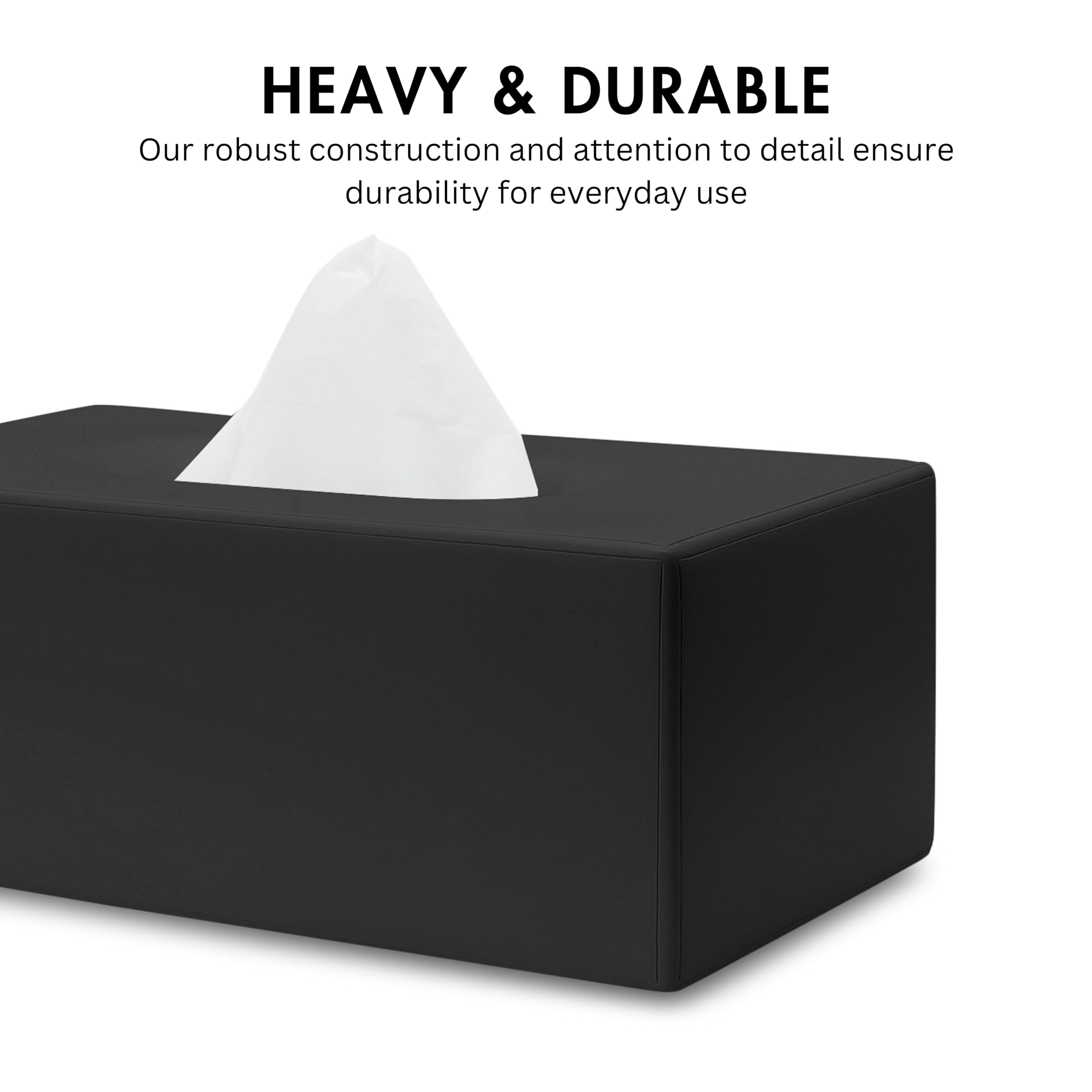 Yew Design Matte Black Tissue Box Cover Rectangular, Facial Tissue Dispenser For Bathroom, Kitchen, Bedroom, Office, Hotel, Rest