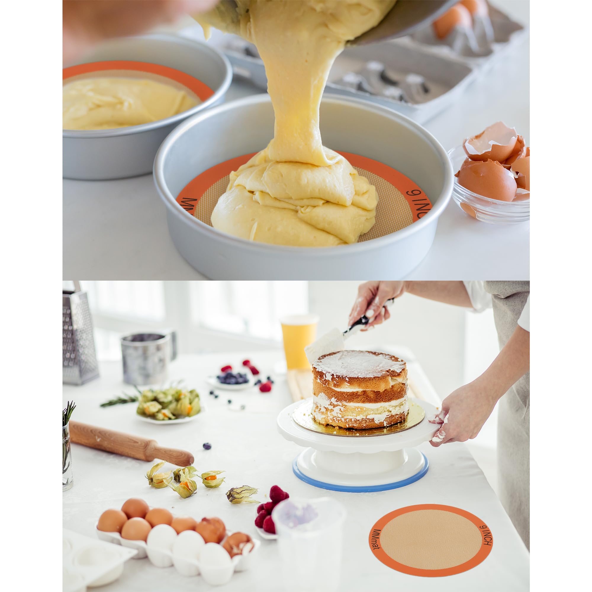 Mmmat Silicone Baking Mats Set Of 2 Round Non-Stick Reusable Air Fryer Linner - Best German Silicone - 12 Inch
