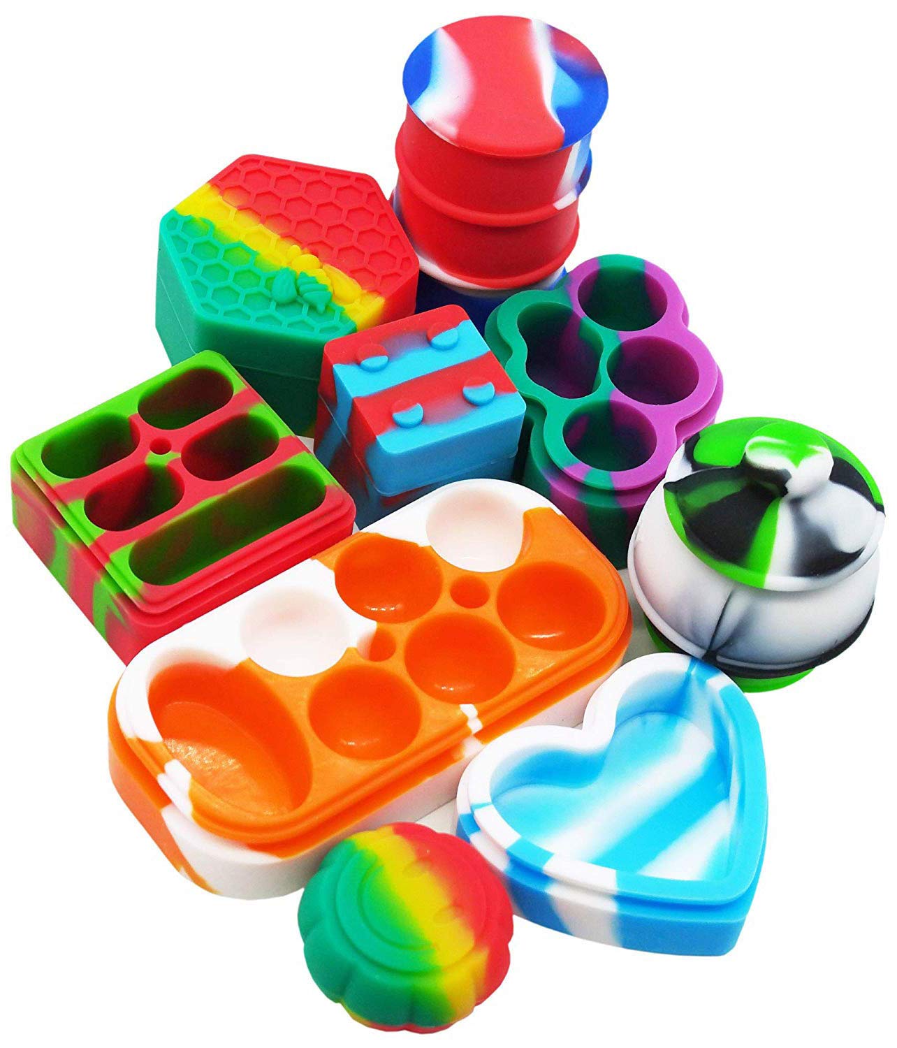 Pearwell Silicone Wax Container 26Ml Hexagon 34Ml Multi Compartment 6Ml 9Ml 17Ml 22Ml 26Ml 35Ml Barrel Non-Stick Concentrate Jar