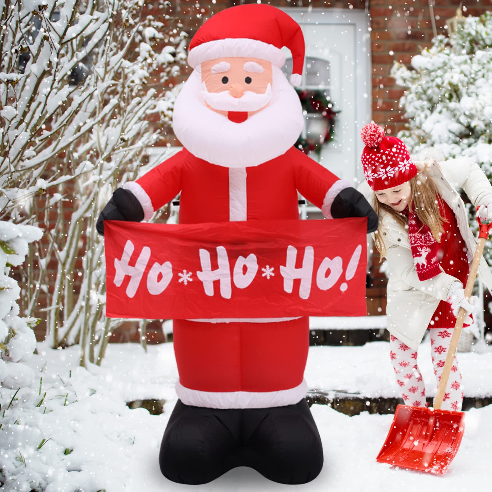 Buheco Christmas Inflatables Outdoor Decorations, 7FT Tall Inflatable Santa Claus Giant Blow Up Xmas Yard Decor with LED Lights 