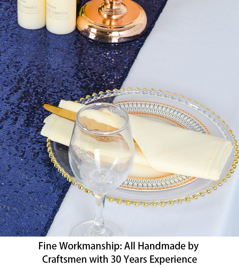 Shinybeauty Navy-Table-Runners-15 Pieces-12 X108-Sequin-Table-Runners Wedding Catering Navy Blue Table Runner Christmas Decorati