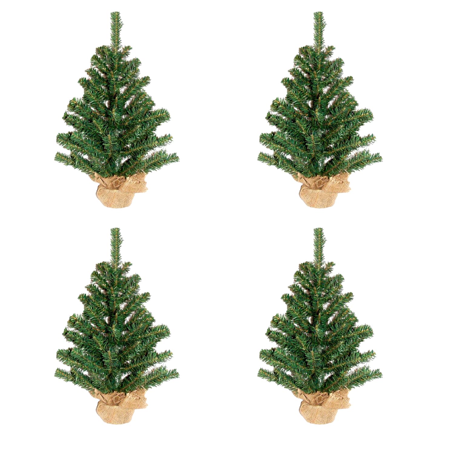 Rocky Mountain Goods Tabletop Small Christmas Tree 12    (Pack of 4) - Unlit Christmas Tree with Burlap Weighted Base - Great fo