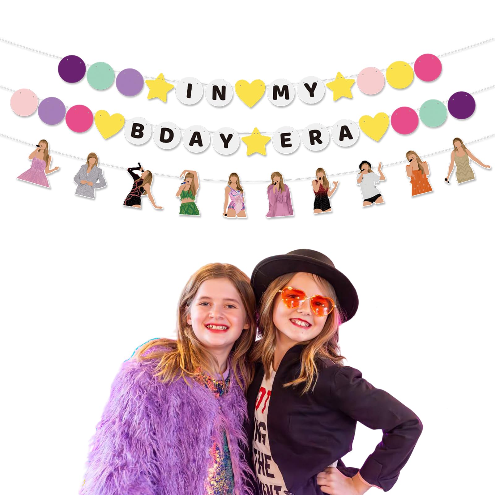 Pre-strung In My Birthday Era Banner Friendship Bracelet Garland for Singer Birthday Party Decorations Bday Photo Booth Backdrop