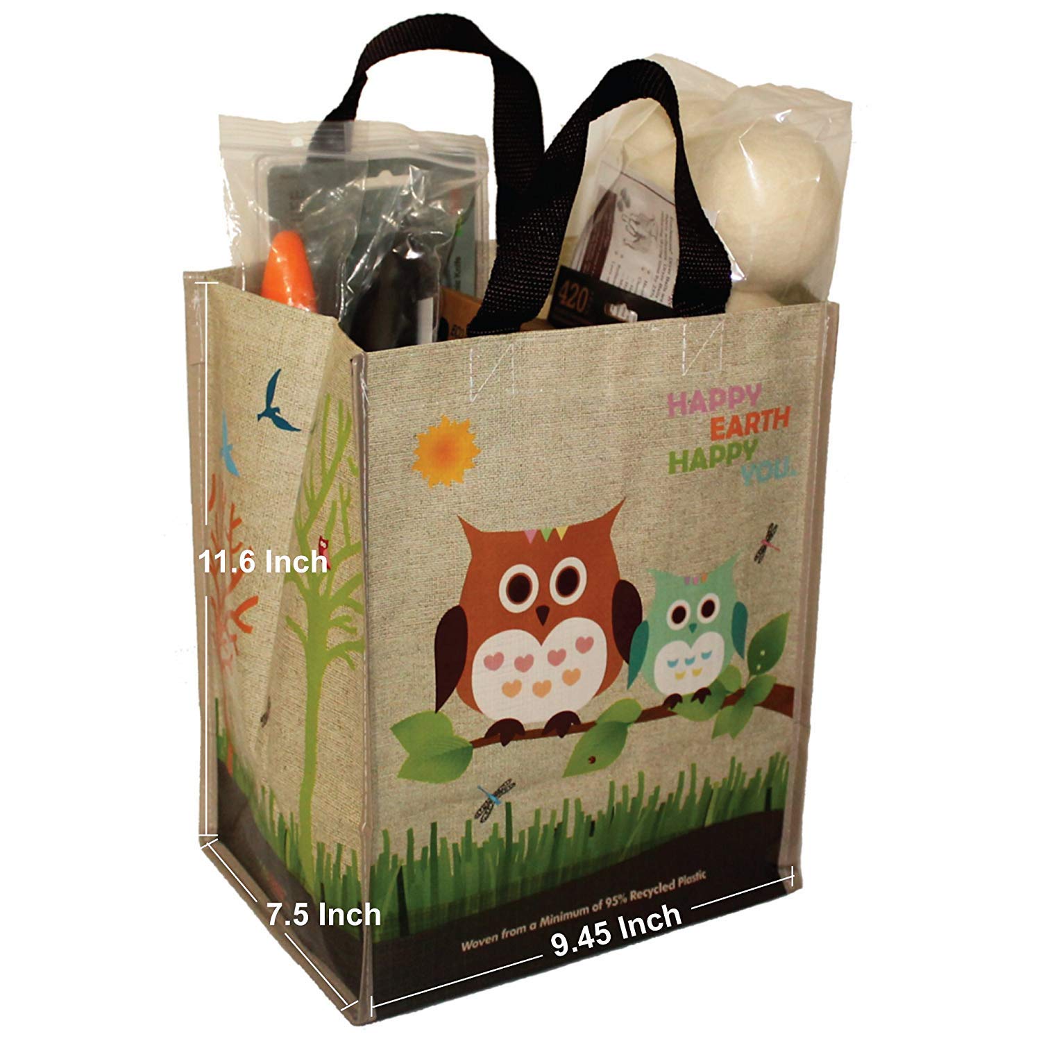 (2 Pack) Ecojeannie Laminated Mini Woven Reusable Grocery Shopping Bags, Made With A Minimum Of 95% Recycled Plastic
