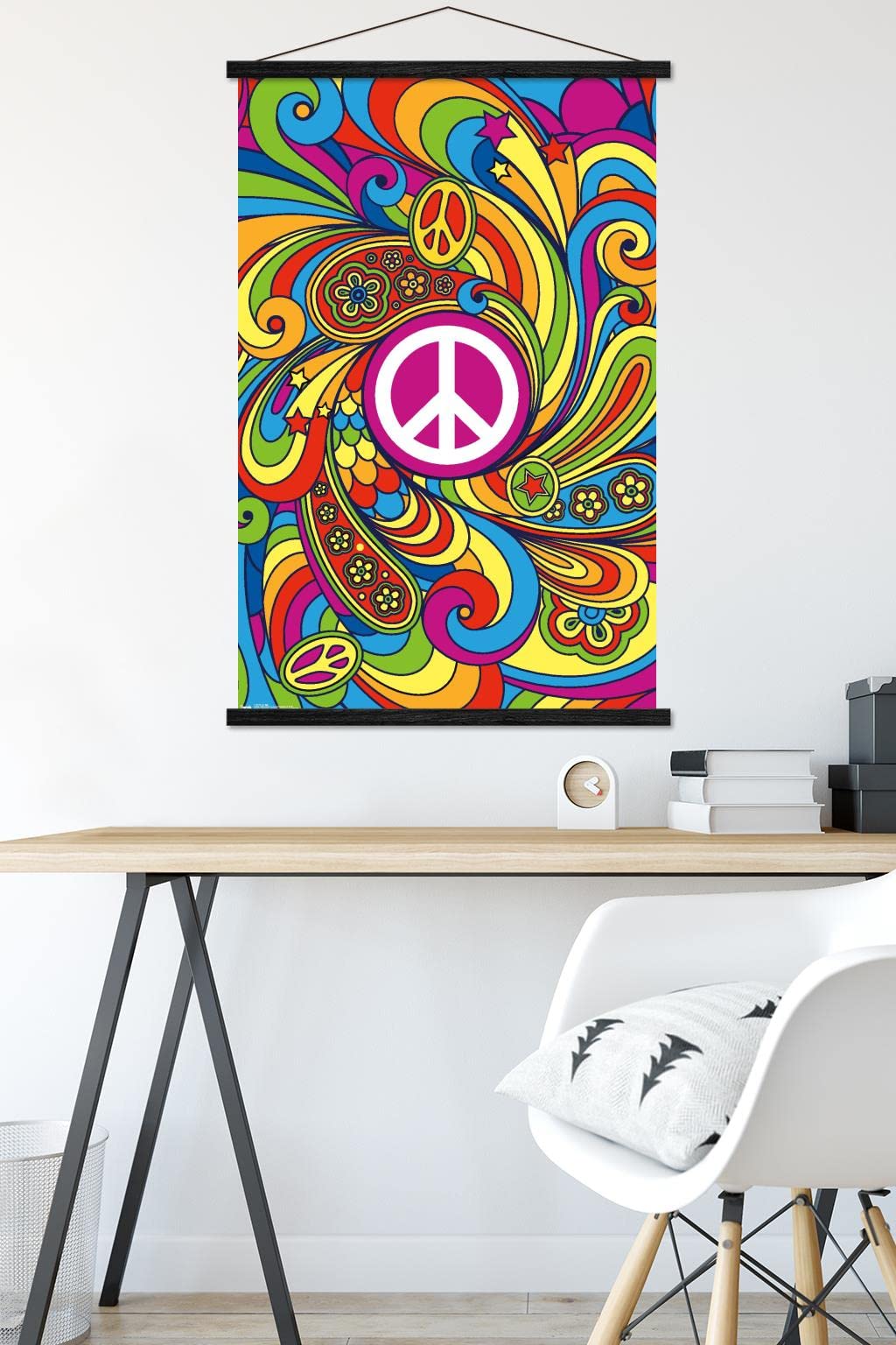 Trends International Peace Sign Wall Poster, 22.375'' X 34'', Premium Print And Black Hanger Bundle