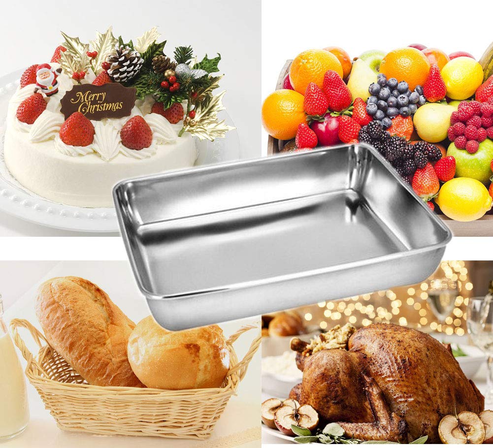 Baking Cookie Sheets Pans Jelly-Roll Pans Roasting Pan Stainless Steel Baking Pans Tray Cookie Sheet Nonstick Toaster Oven Baking Sheet Pans  Easy Clean & Dishwasher Safe (16.2'' x 12.6'')