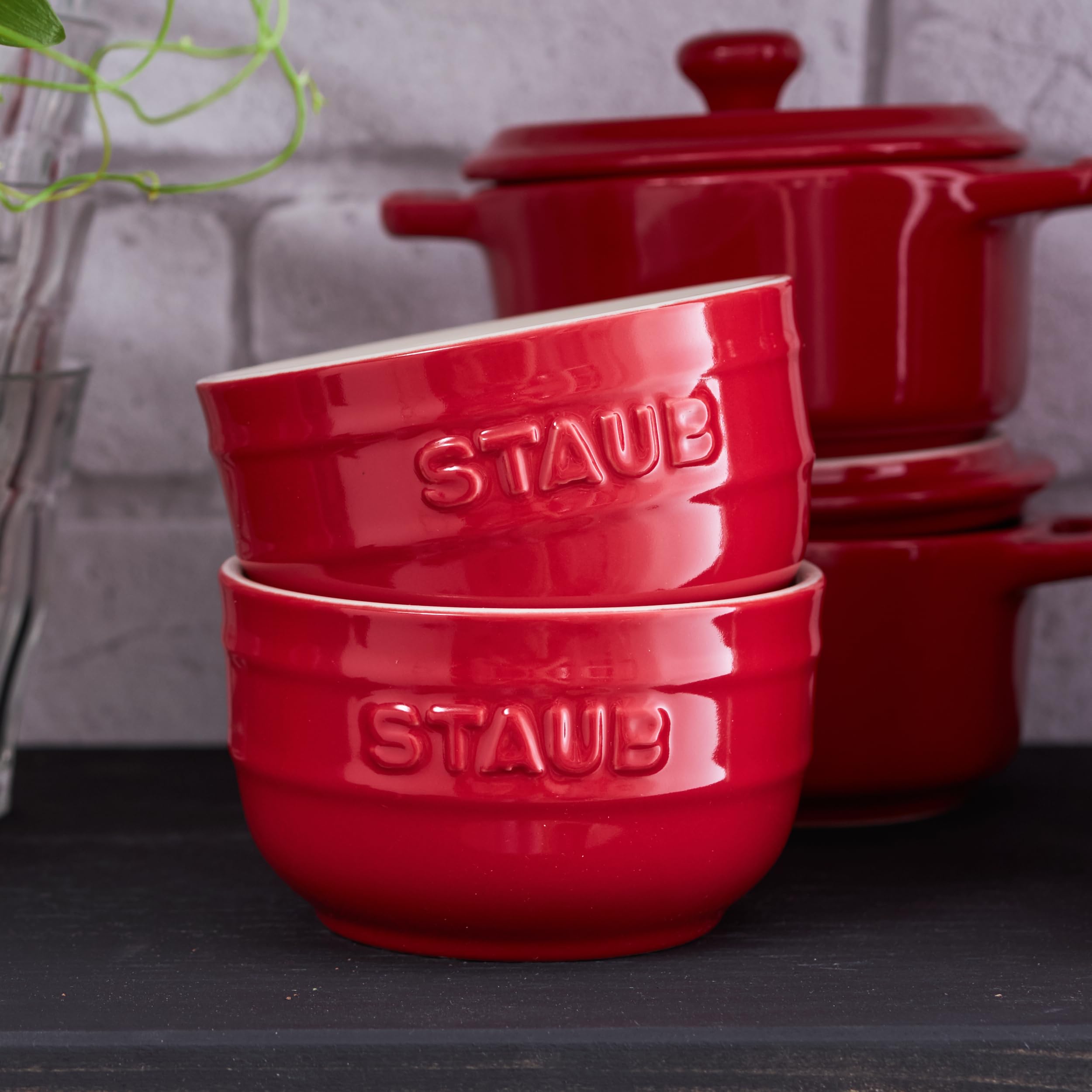 Staub Ceramics Prep Bowl Set, 2-Piece, Cherry