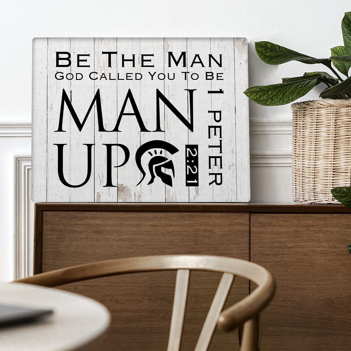 Christian Canvas Wall Art Framed Man Up! Be The Man God Called You To Be 1 Peter 2:21 Bible Poster Print Canvas Painting Picture