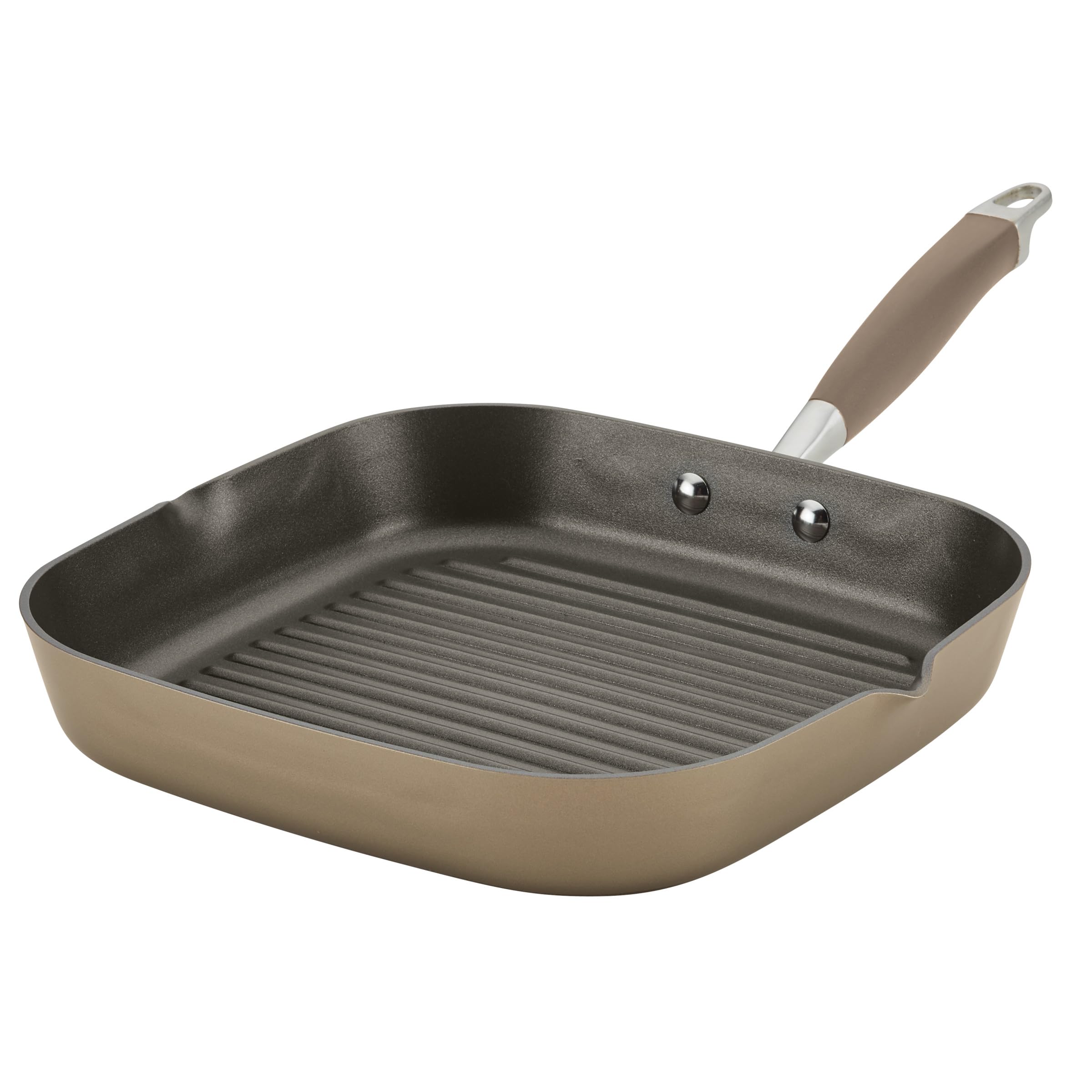Anolon Advanced Home Hard Anodized Nonstick Divided Grill And Griddle Pan, 12.5 Inch, Bronze