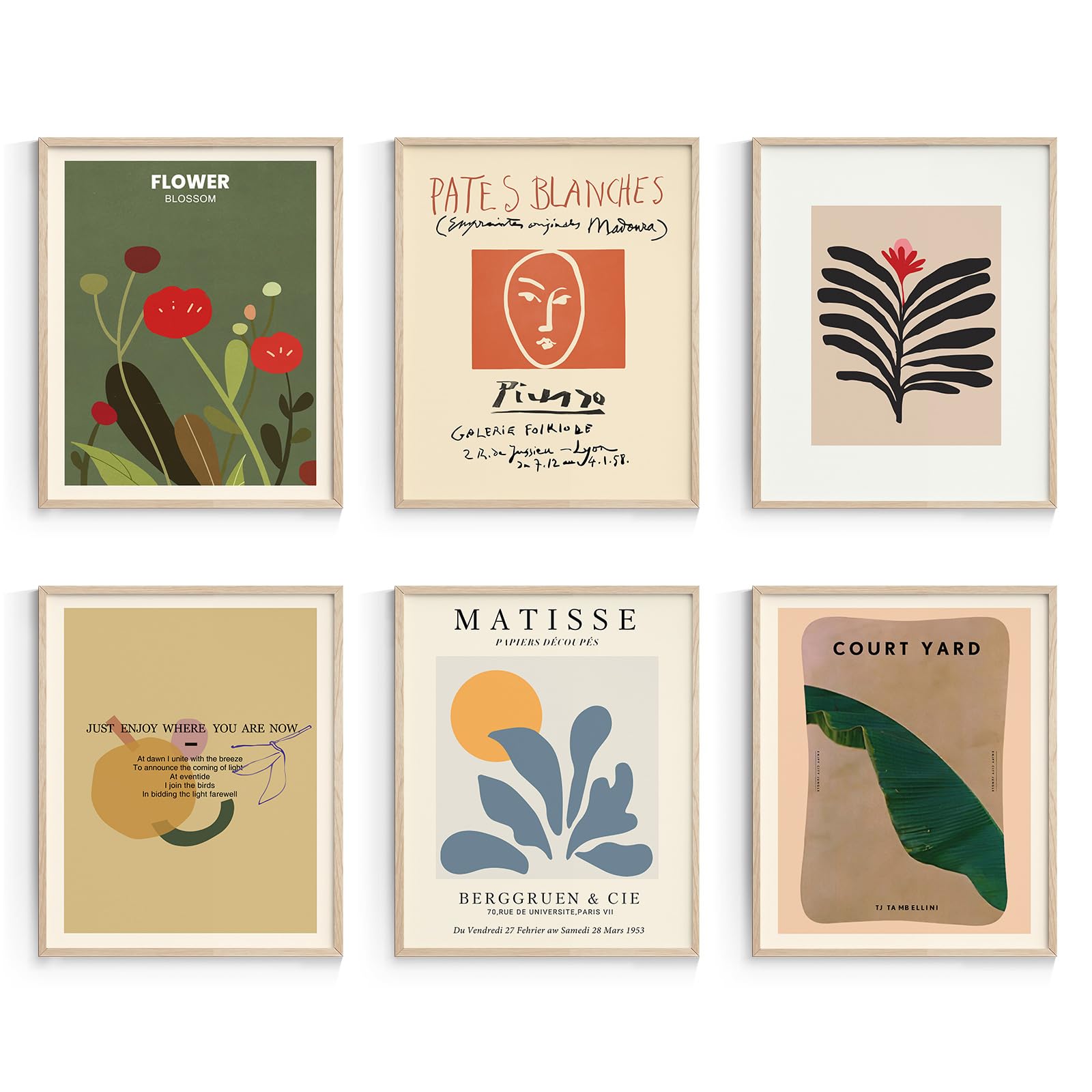 Habseligkeit Matisse Wall Art Prints, Abstract Bedroom Wall Decor, Posters For Girls' Room Aesthetic Vintage Set Of 6, 11''  14'