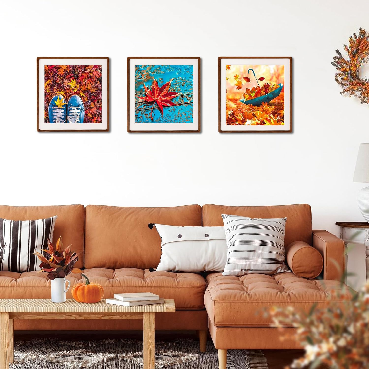 FLECHAZO 8x8 Picture Frames, Natural Walnut Wood 8x8 Frame with Mat for Pictures 6x6, Square Wall Gallery Photo Frame for Wall M