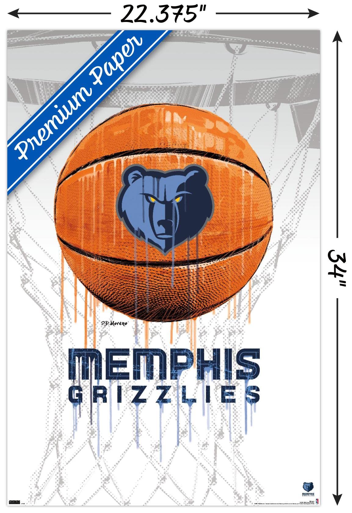 Trends International Nba Memphis Grizzlies - Drip Basketball 21 Wall Poster, 22.375'' X 34'', Premium Unframed Version