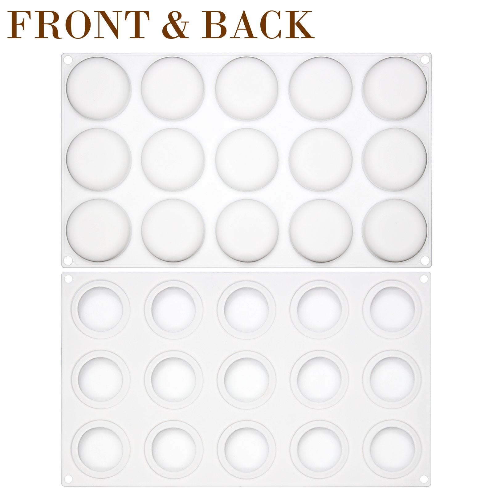 FUNSHOWCASE 15-Cavity Curved Round Silicone Mold Tray, 1.8x1.8x0.7in, Model 2069, Perfect for Baking and Crafting