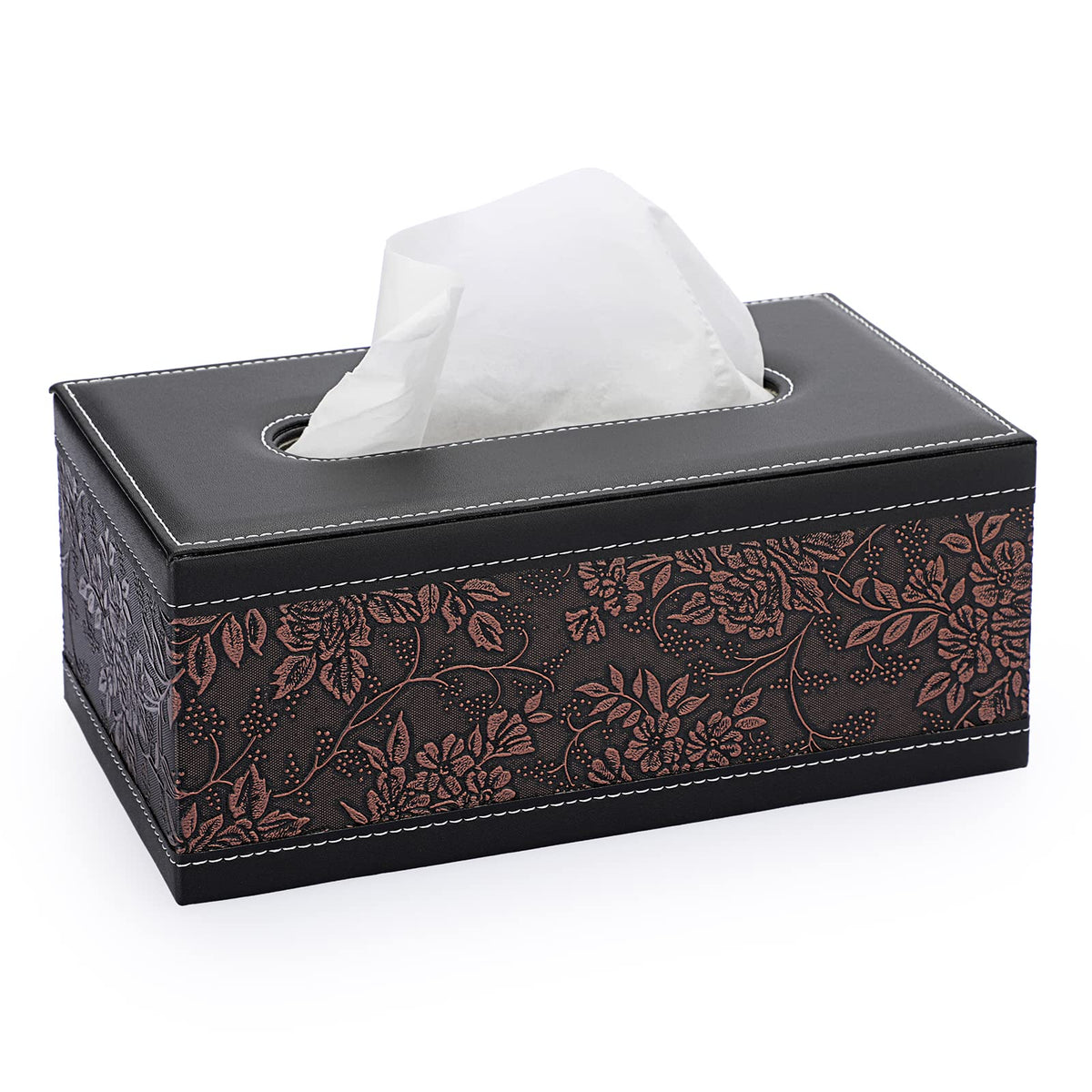Sumnacon Rectangular Leather Tissue Box Cover - Stylish Tissue Box Holder With Magnetic Bottom, Decorative Pu Tissue Box For Van