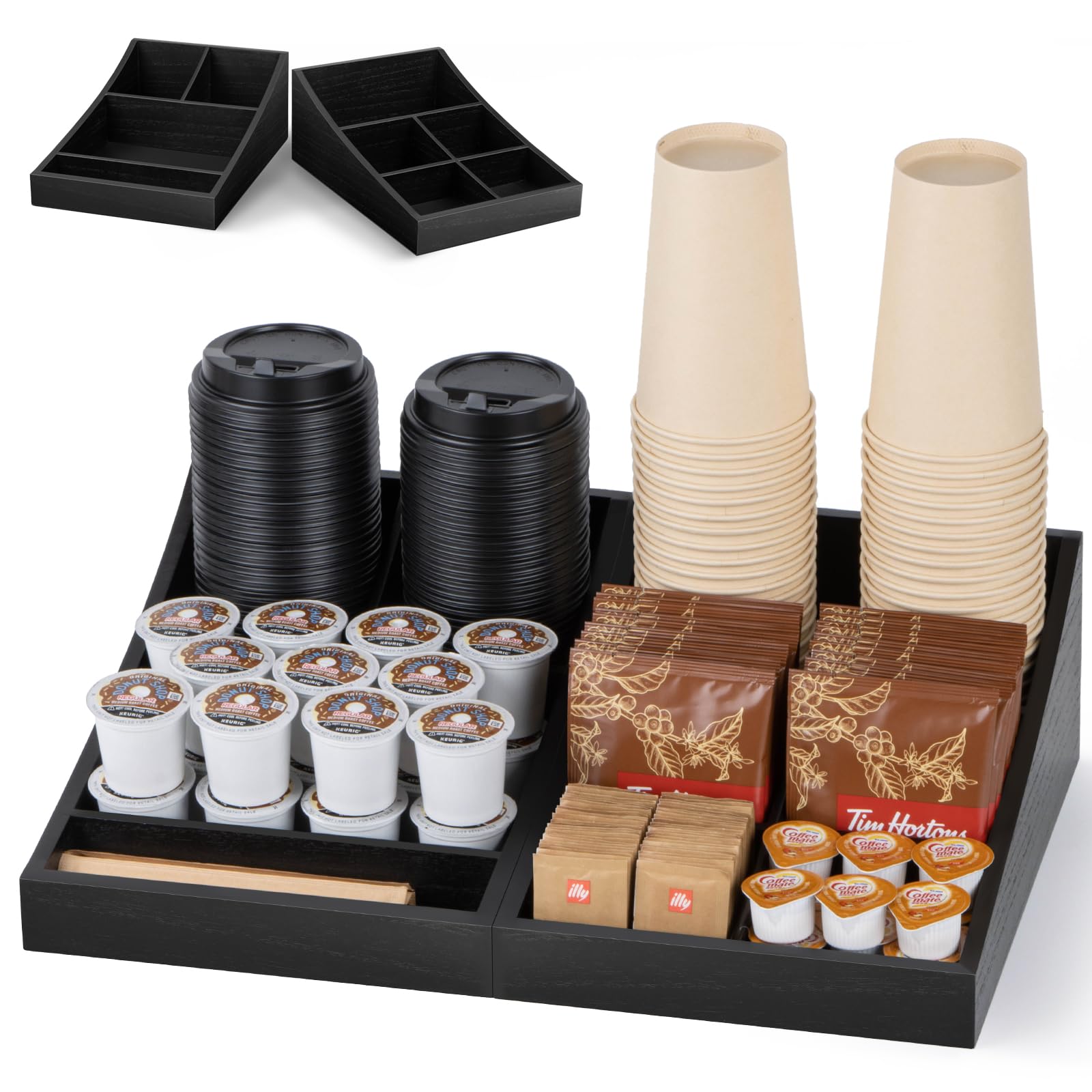 Anboxit Coffee Station Organizer For Countertop, Coffee Condiment Service Tray, Coffee Bar Supplies Organizer For Home, Office A