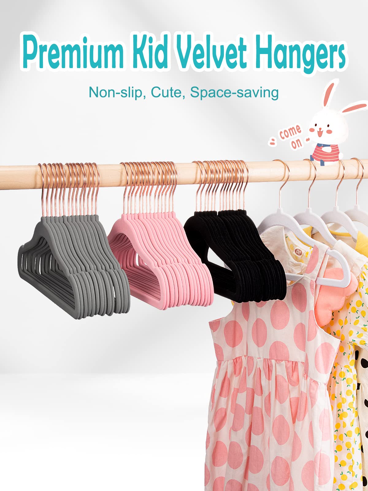 Smartor Premium Velvet Baby Hangers For Closet 50 Pack, 11.8'' Safe Durable Baby Clothes Hangers For Nursery With 6 Pcs Closet D
