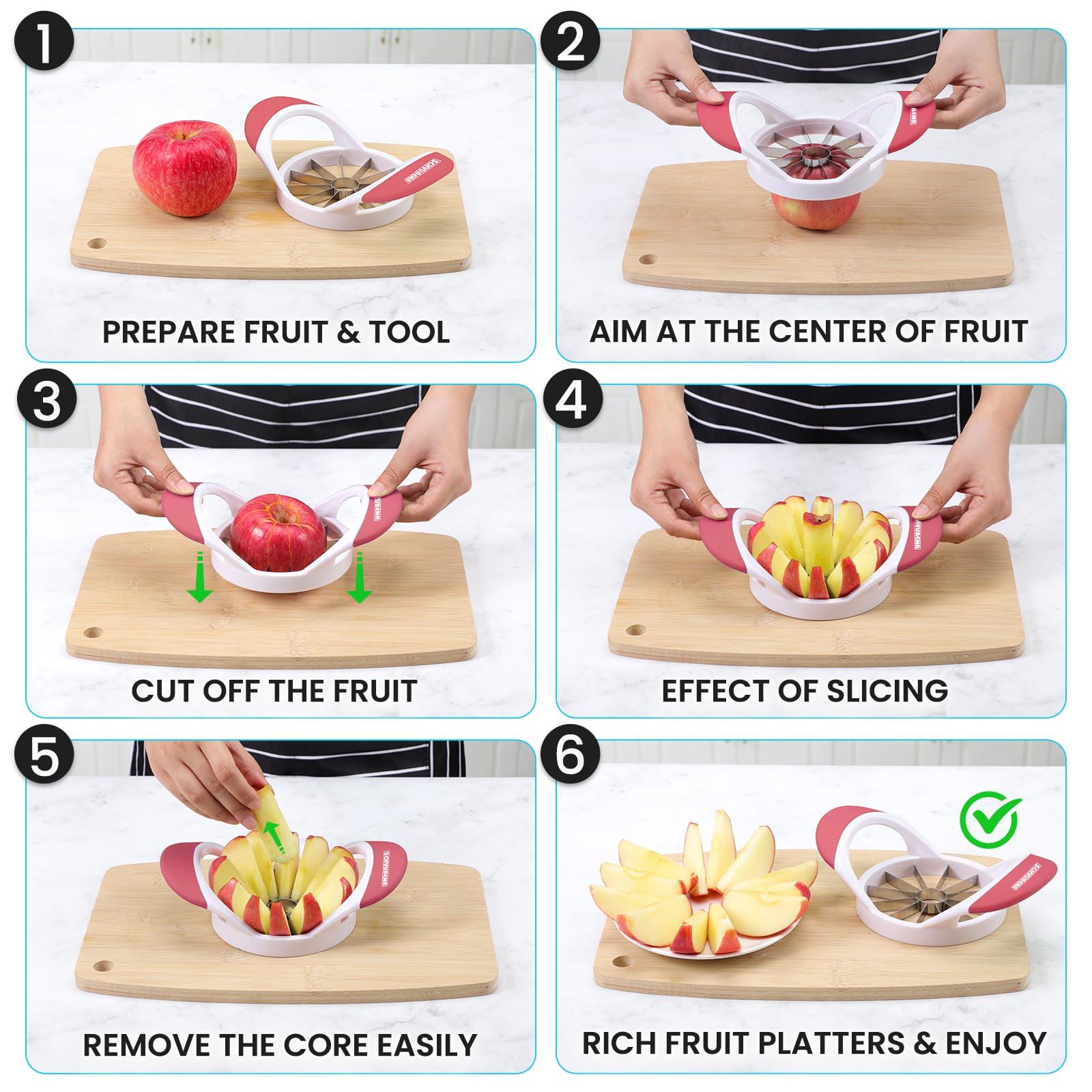 Schvubenr 4.72 Inch Large Apple Slicer With 12 Blades - Professional Apple Cutter - Stainless Steel Apple Corer - Sharp Apple Sl