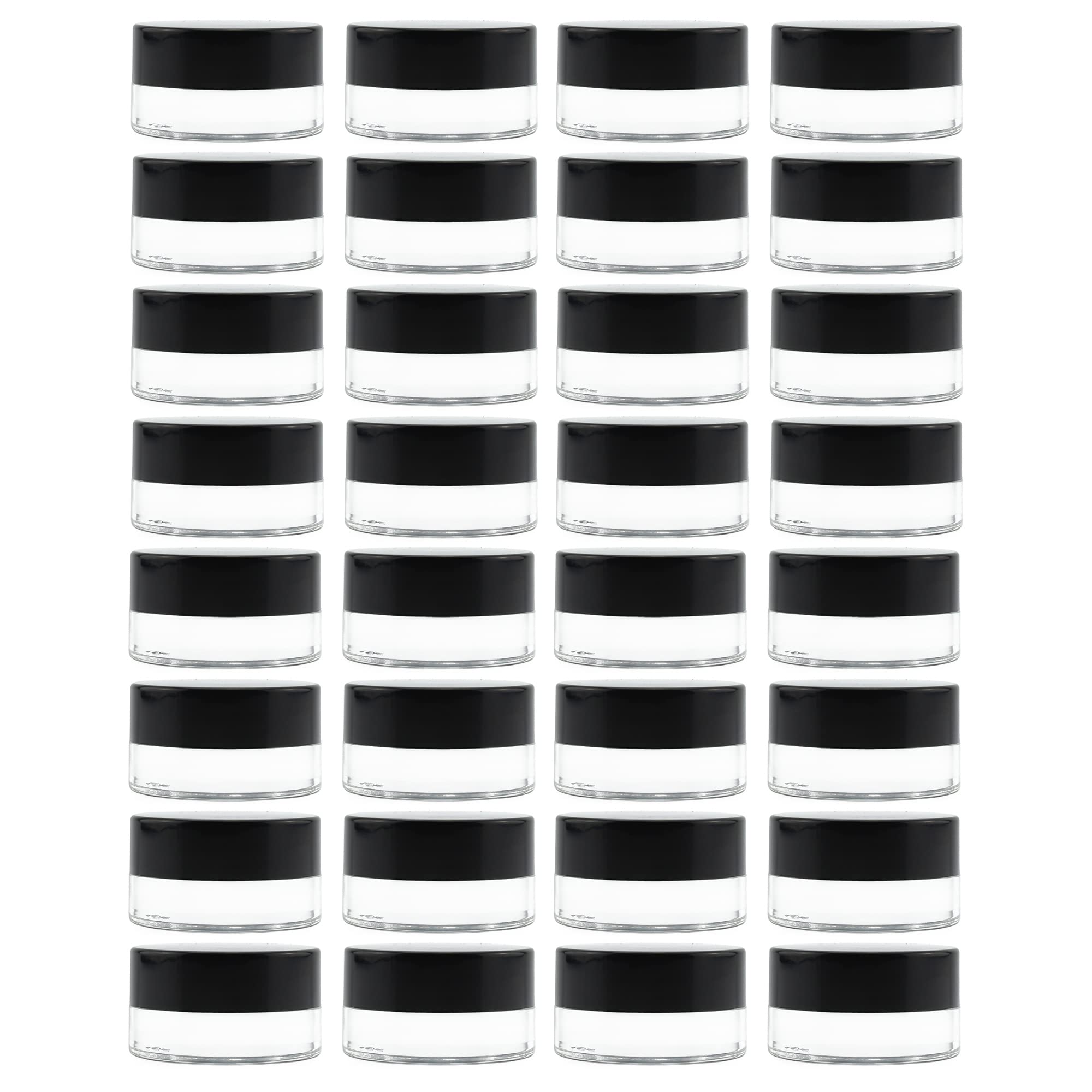 Cornucopia Brands 7-Milliliter Glass Lip Balm Jars (24-Pack).25-Ounce Thick-Walled Containers (7Ml Clear With Black Metal Lids)