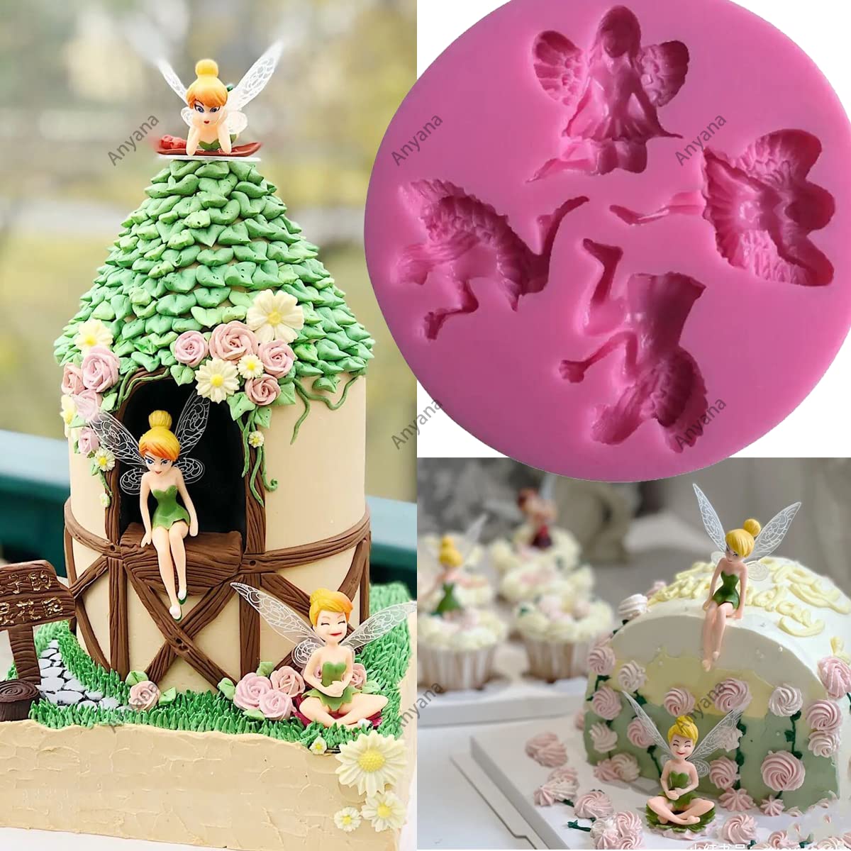Anyana 4 Fairy Wizard Angel Angelic Cherub Silicone Mould Gnome Cake Fondant Gum Paste Mold For Sugar Paste Forest Cupcake Decor