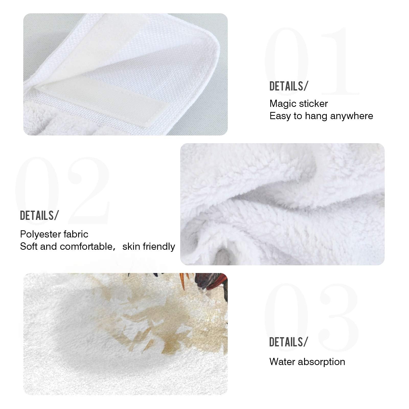 Boccsty Rooster Hanging Kitchen Towels 2 Pcs Farm Animals Chickens Hand Bath Towels Tie Towels Tea Bar Towels For Bathroom Farmh