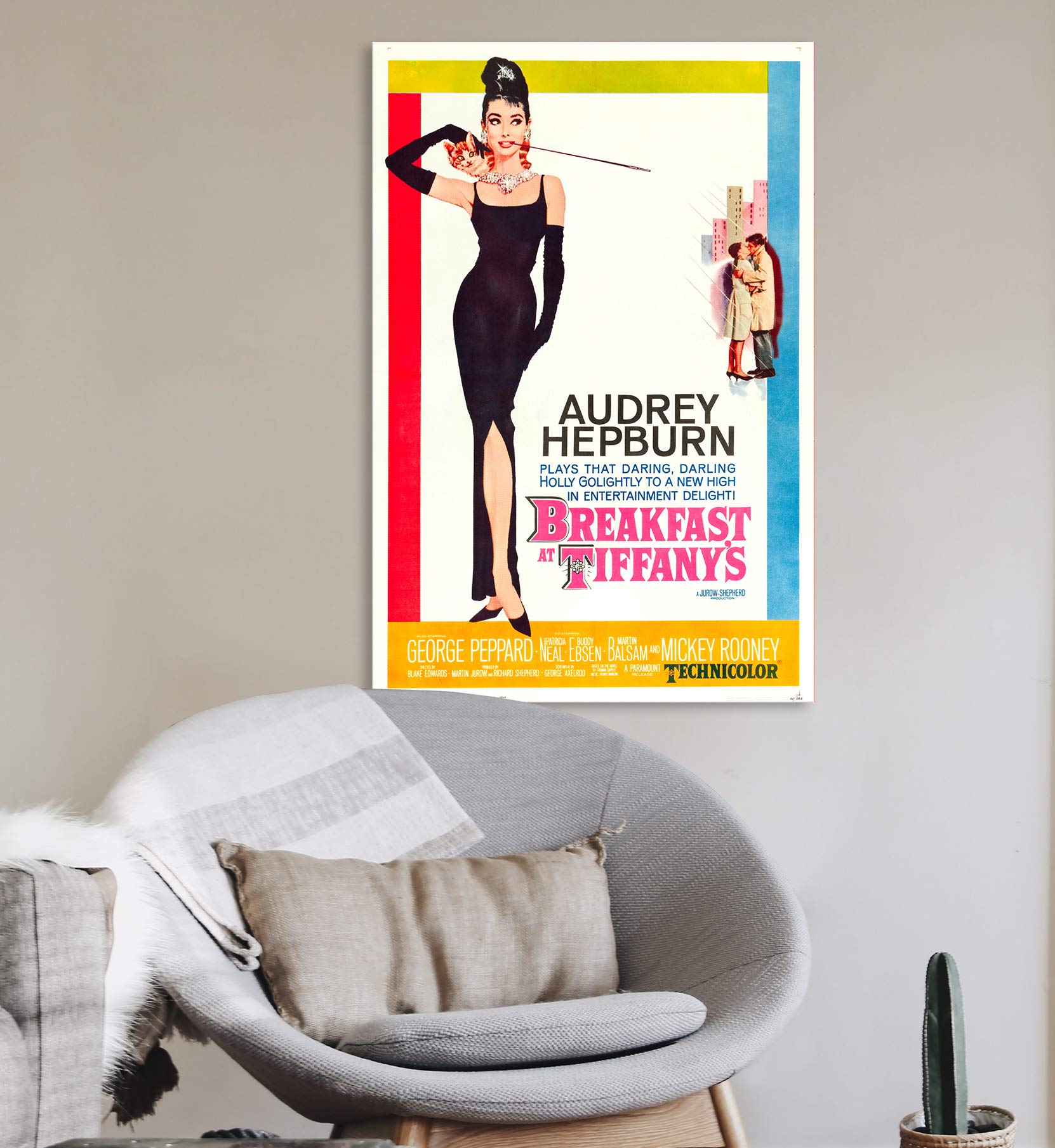 Canvas Print Wall Art - Vintage Audrey Hepburn Movie Poster Breakfast At Tiffany'S - 16X24 Inches