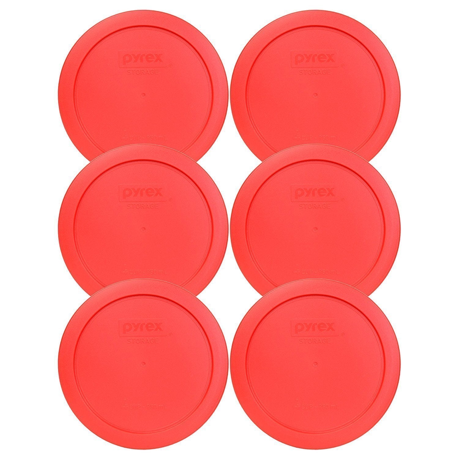 Pyrex 7201-Pc 4-Cup Red Plastic Food Storage Lid, Made In Usa - 6 Pack