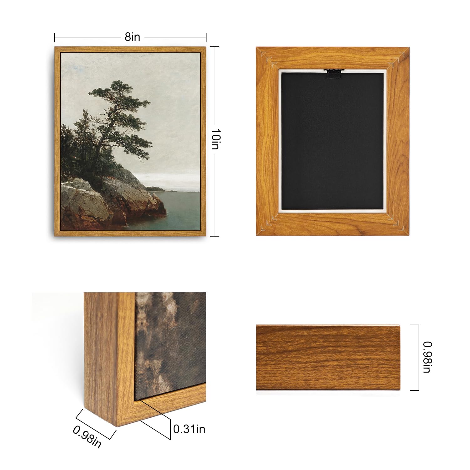 Roslynity Framed Canvas Wall Art Vintage Print Paintings The Old Pine Landscape Rustic Tree Nature Retro Aesthetic Antique Artwo